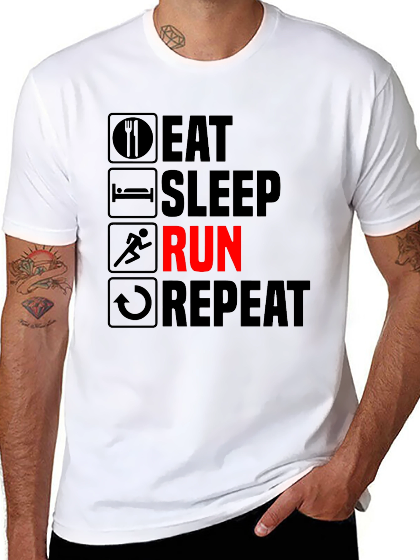 Eat Sleep Run Repeat Black Graphic T-Shirt