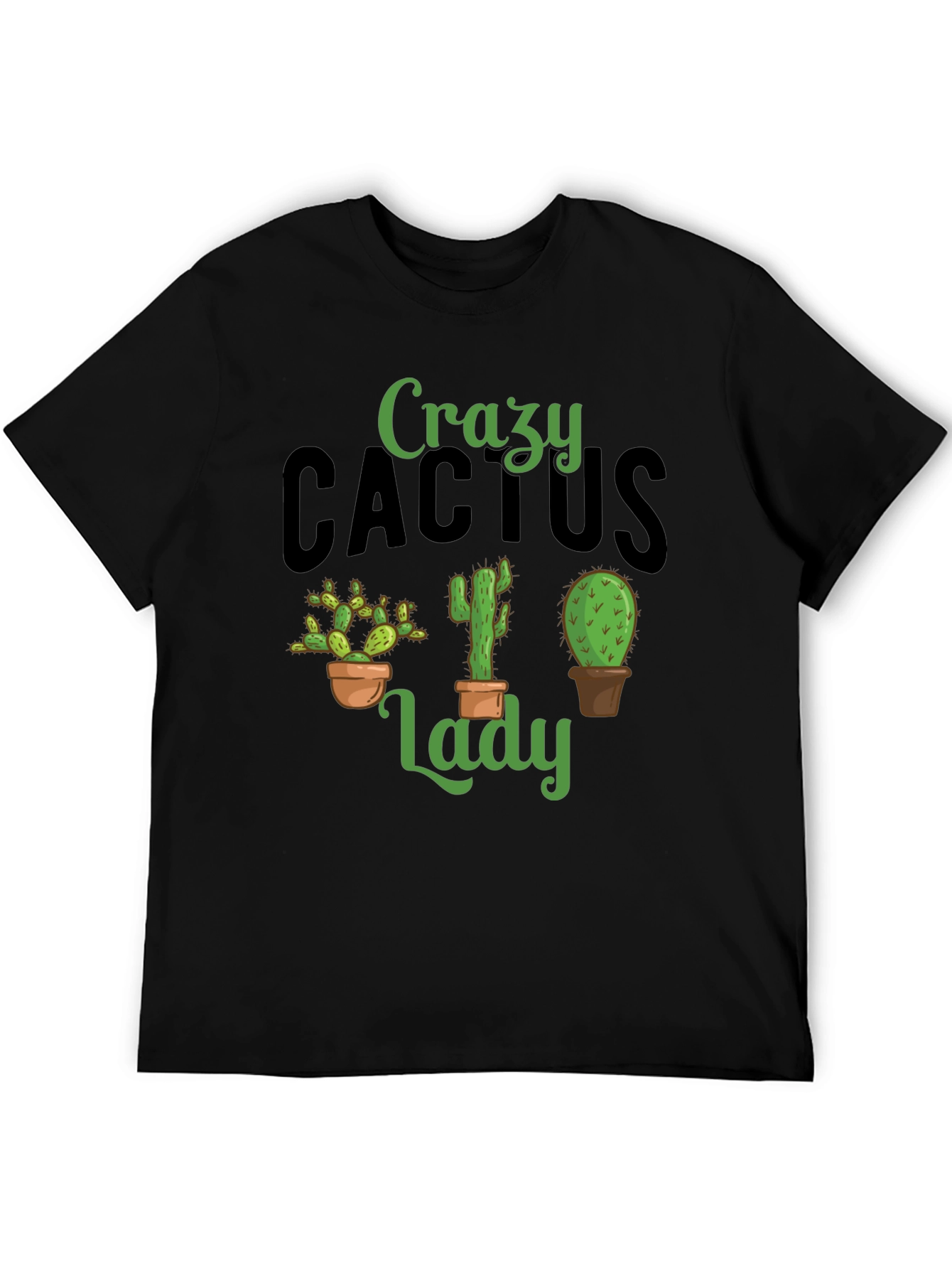 Crazy Cactus Lady Black T-Shirt