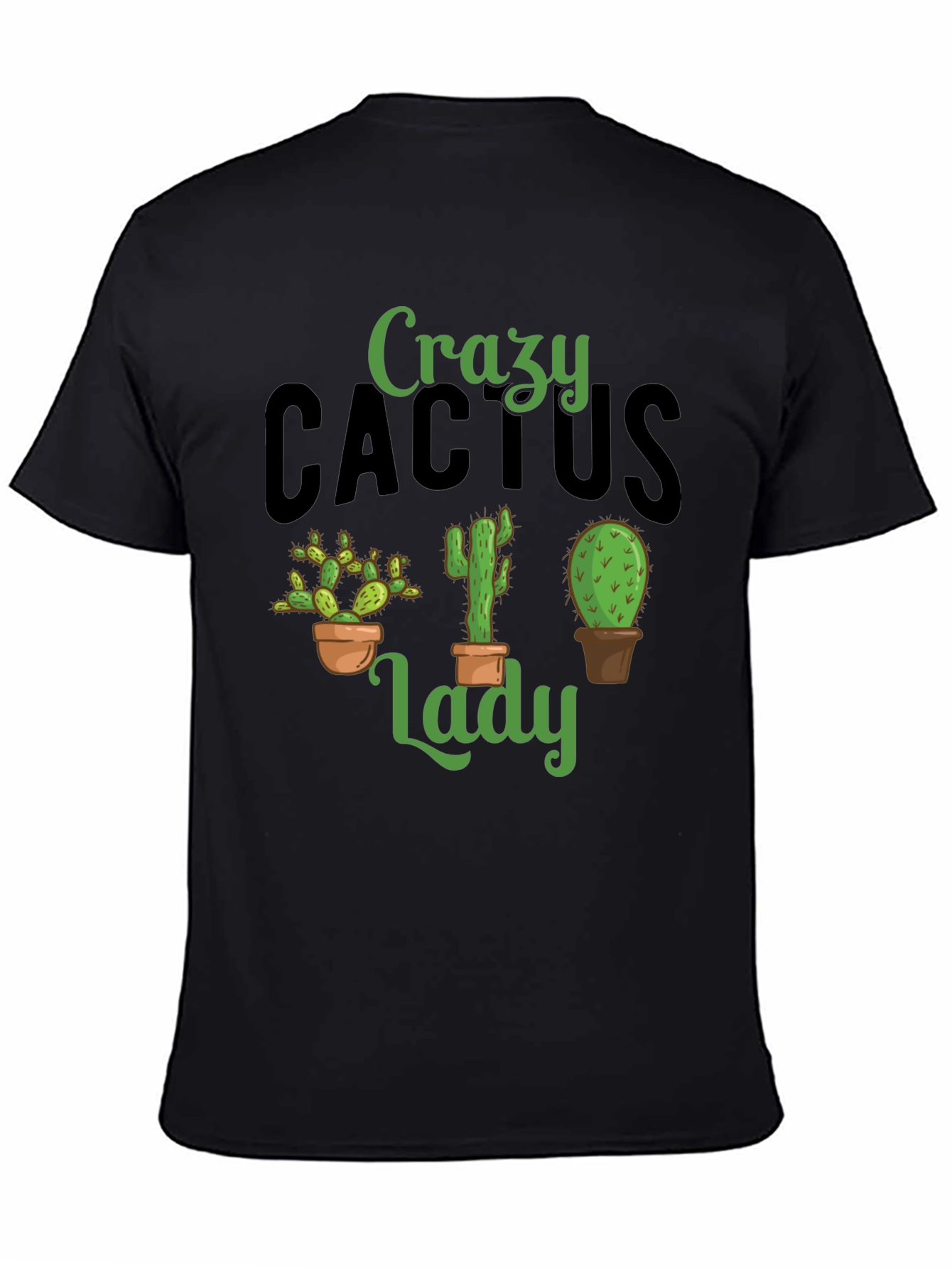 Crazy Cactus Lady Black T-Shirt