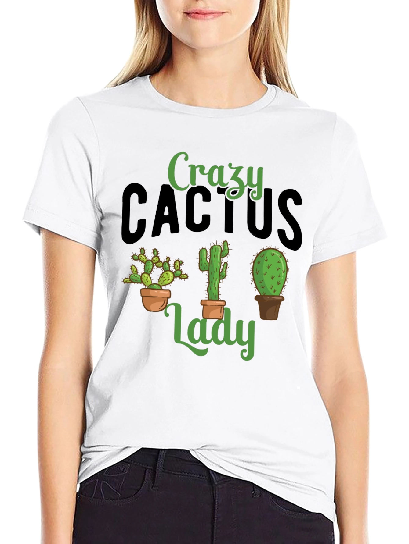 Crazy Cactus Lady Black T-Shirt