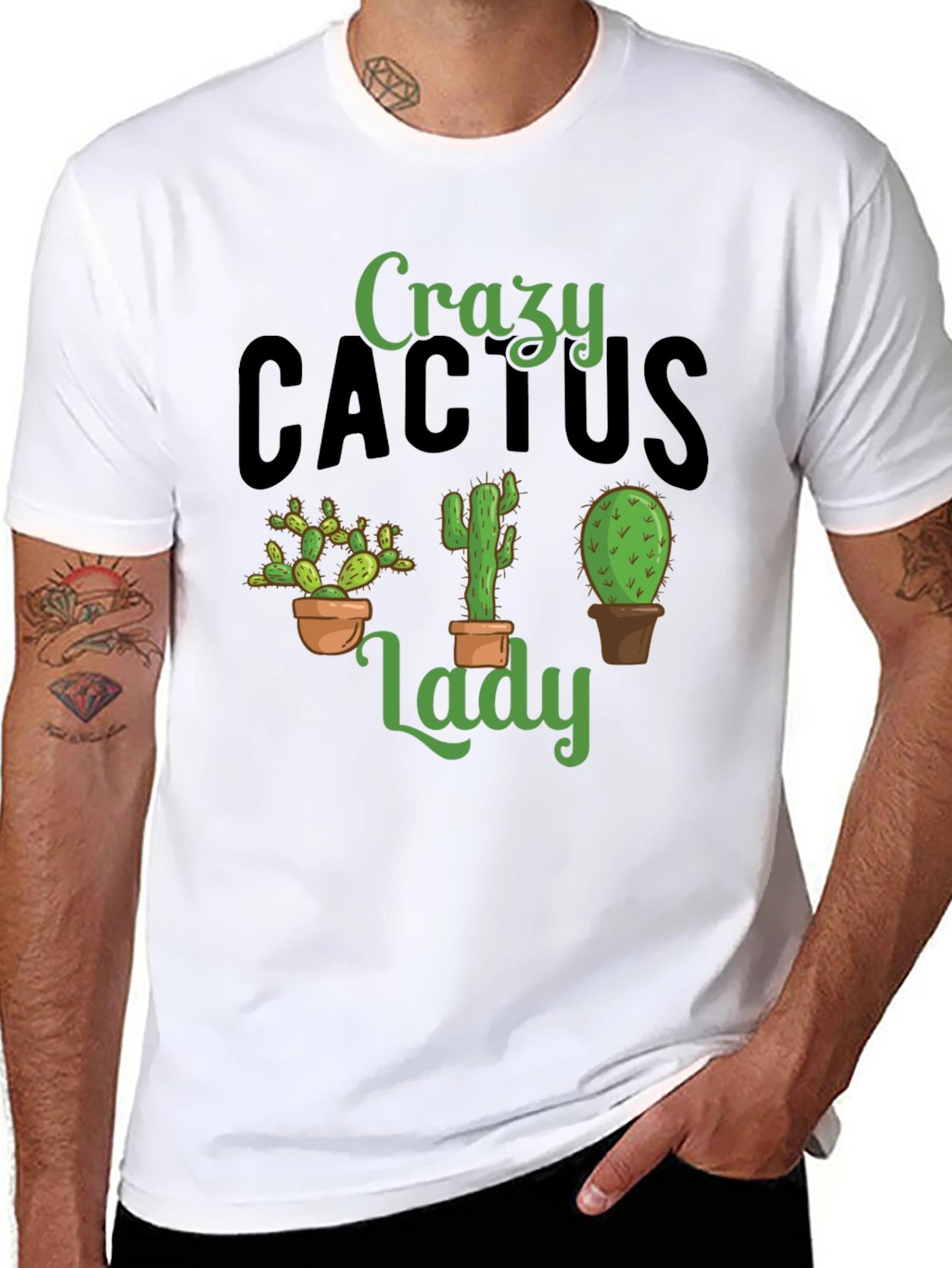 Crazy Cactus Lady Black T-Shirt