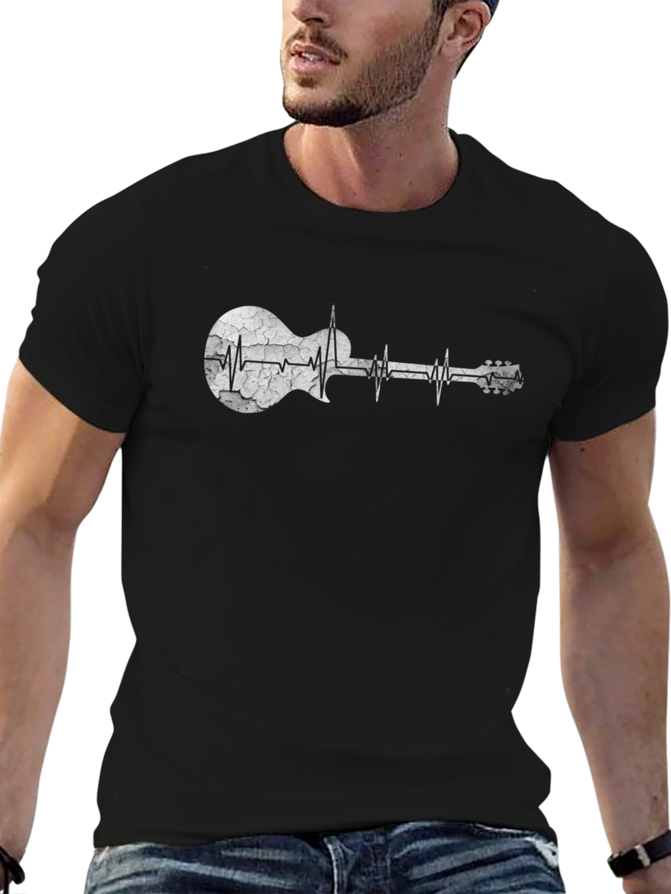 Guitar Heartbeat Graphic T-Shirt