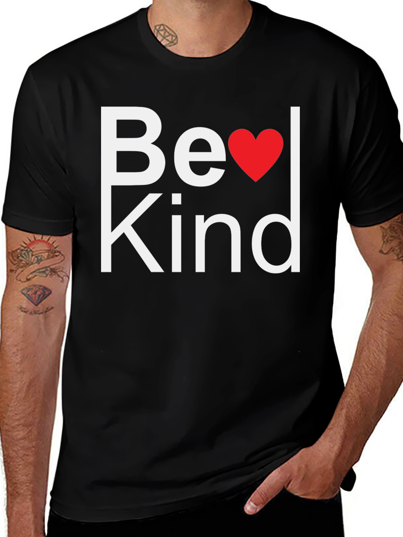 Be Kind Heart T-Shirt - Mens Black Tee