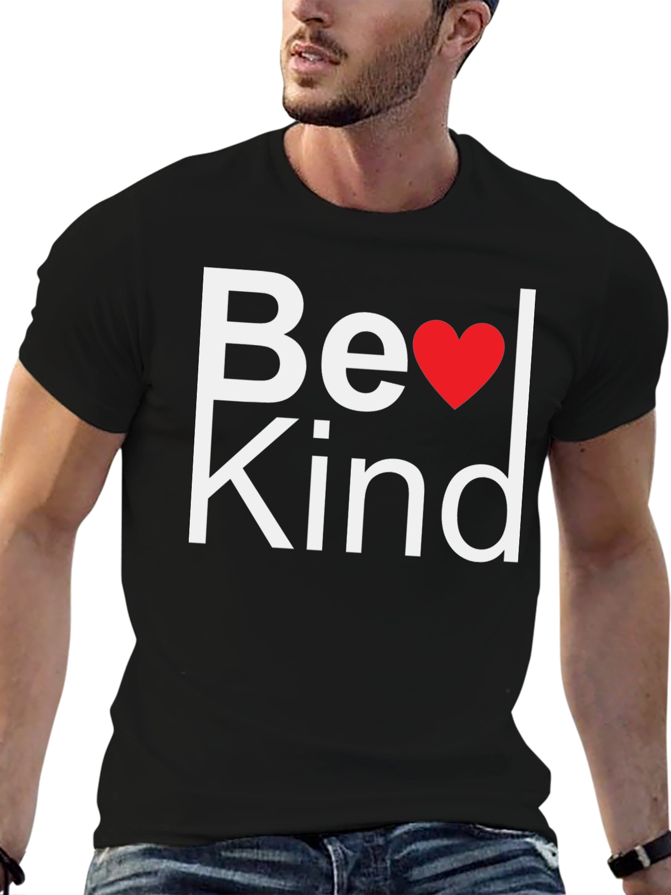 Be Kind Heart T-Shirt - Mens Black Tee
