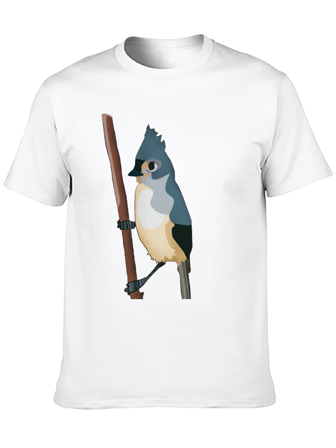 Blue Bird on Branch Black T-Shirt