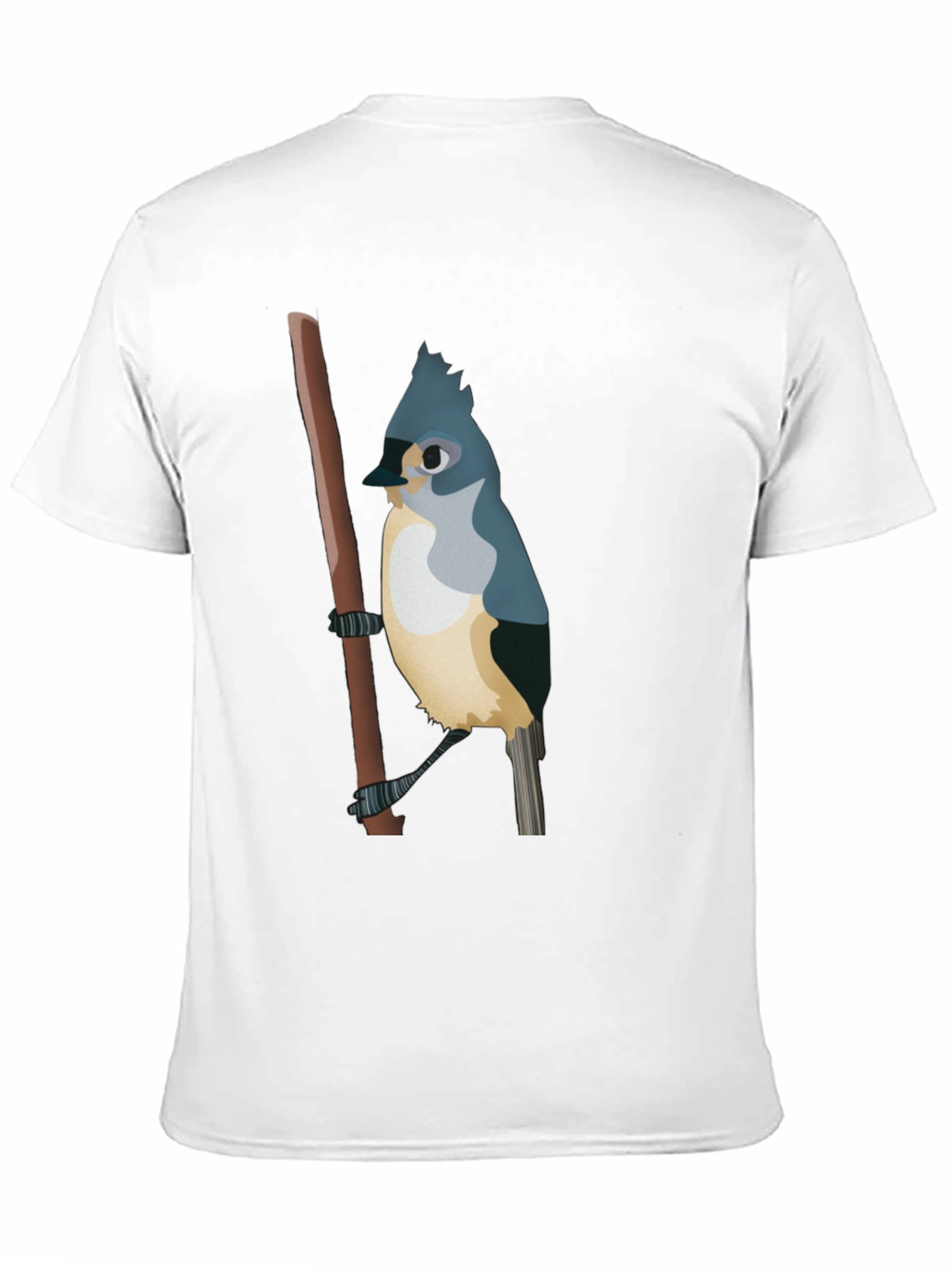 Blue Bird on Branch Black T-Shirt