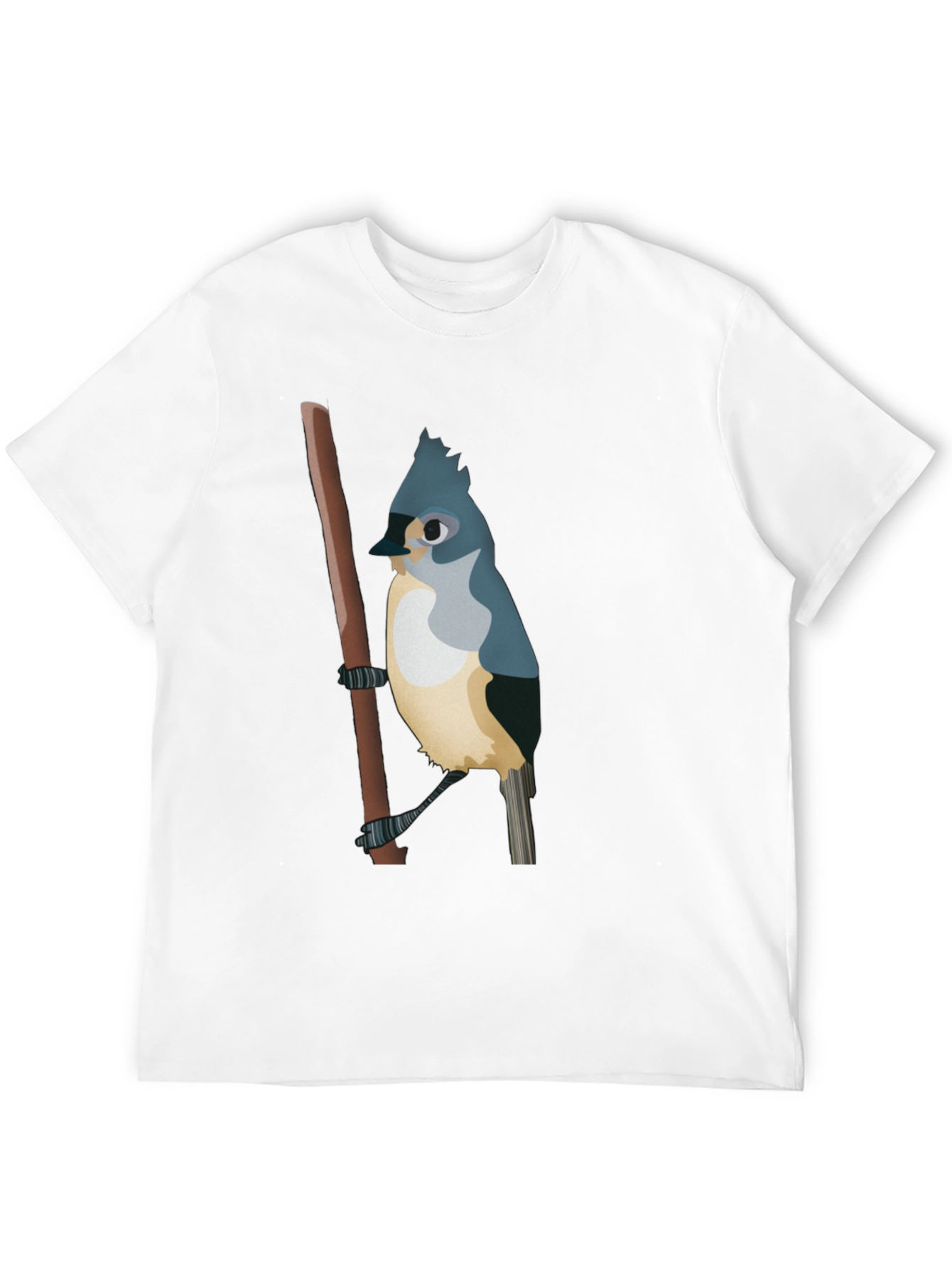 Blue Bird on Branch Black T-Shirt