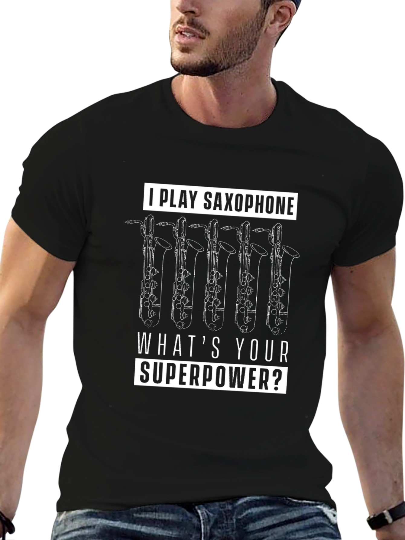 Saxophone Superpower Graphic T-Shirt