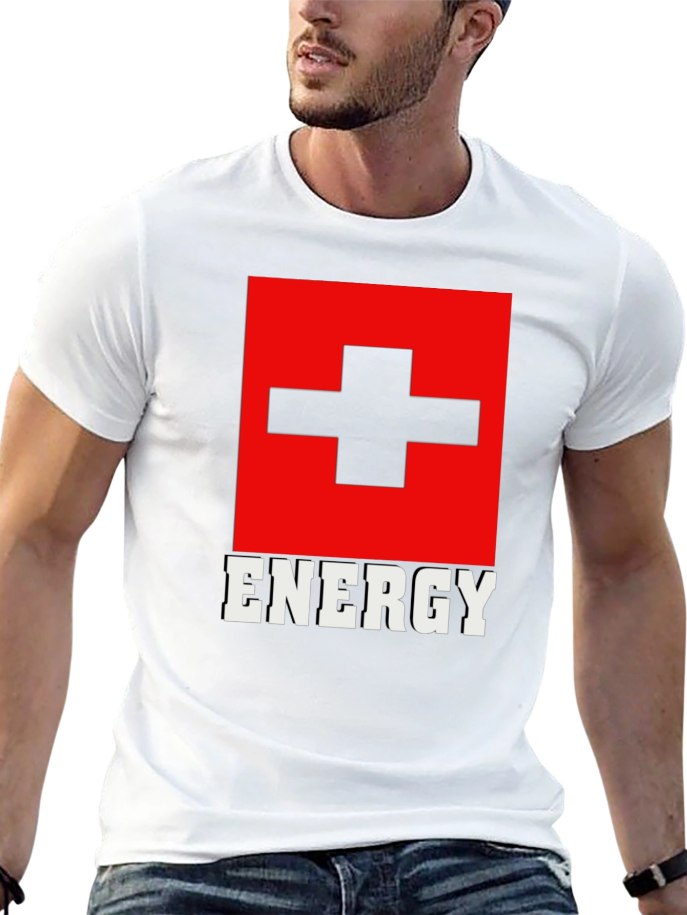 Energy Graphic T-Shirt - Swiss Flag Inspired Design
