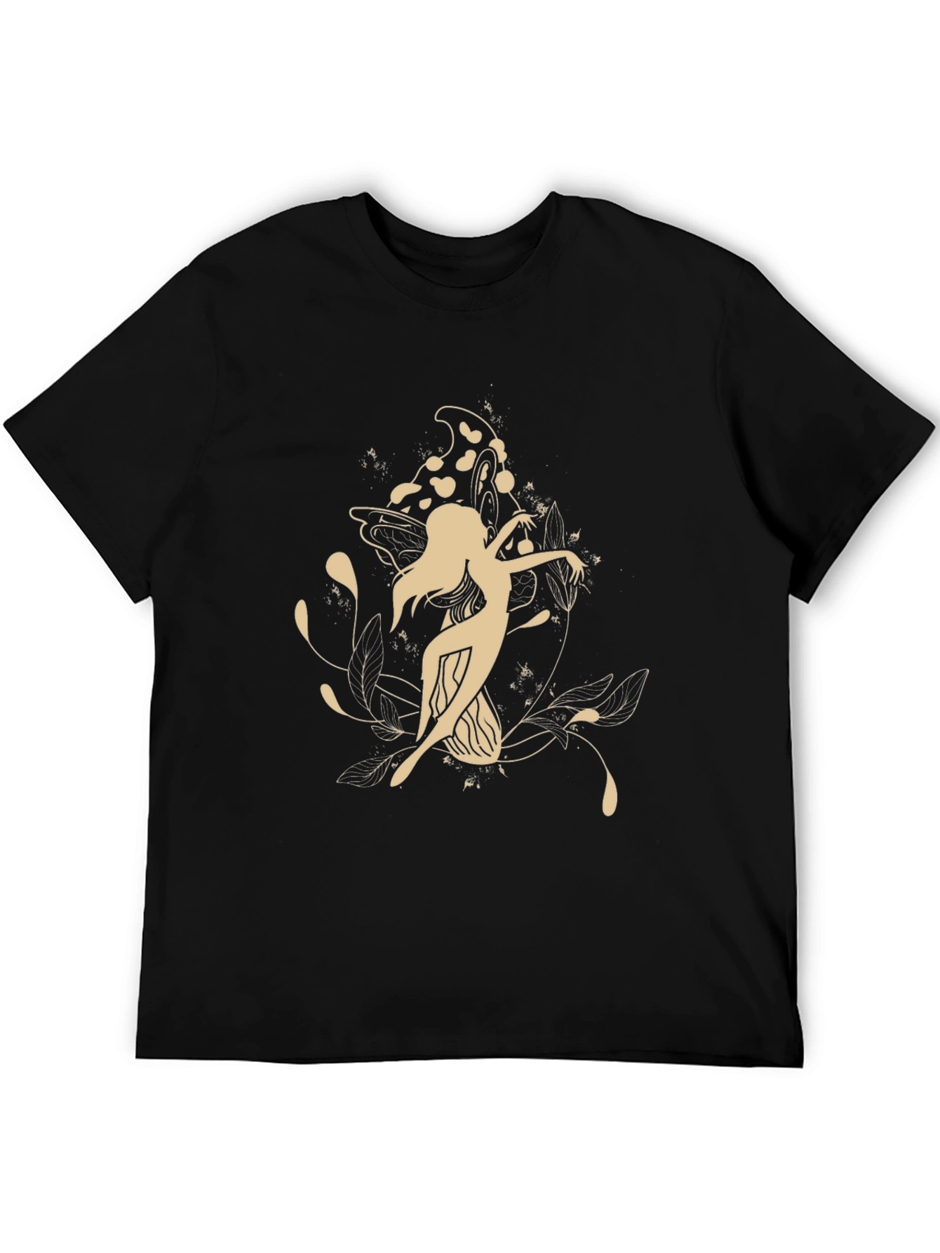 Fairy & Mushroom Graphic Black T-Shirt