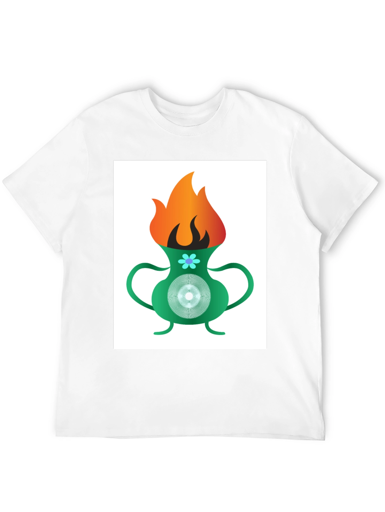 Flame Vase Graphic Tee - Black Cotton T-Shirt
