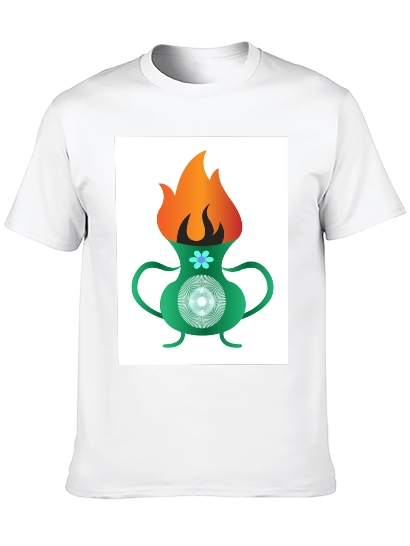 Flame Vase Graphic Tee - Black Cotton T-Shirt