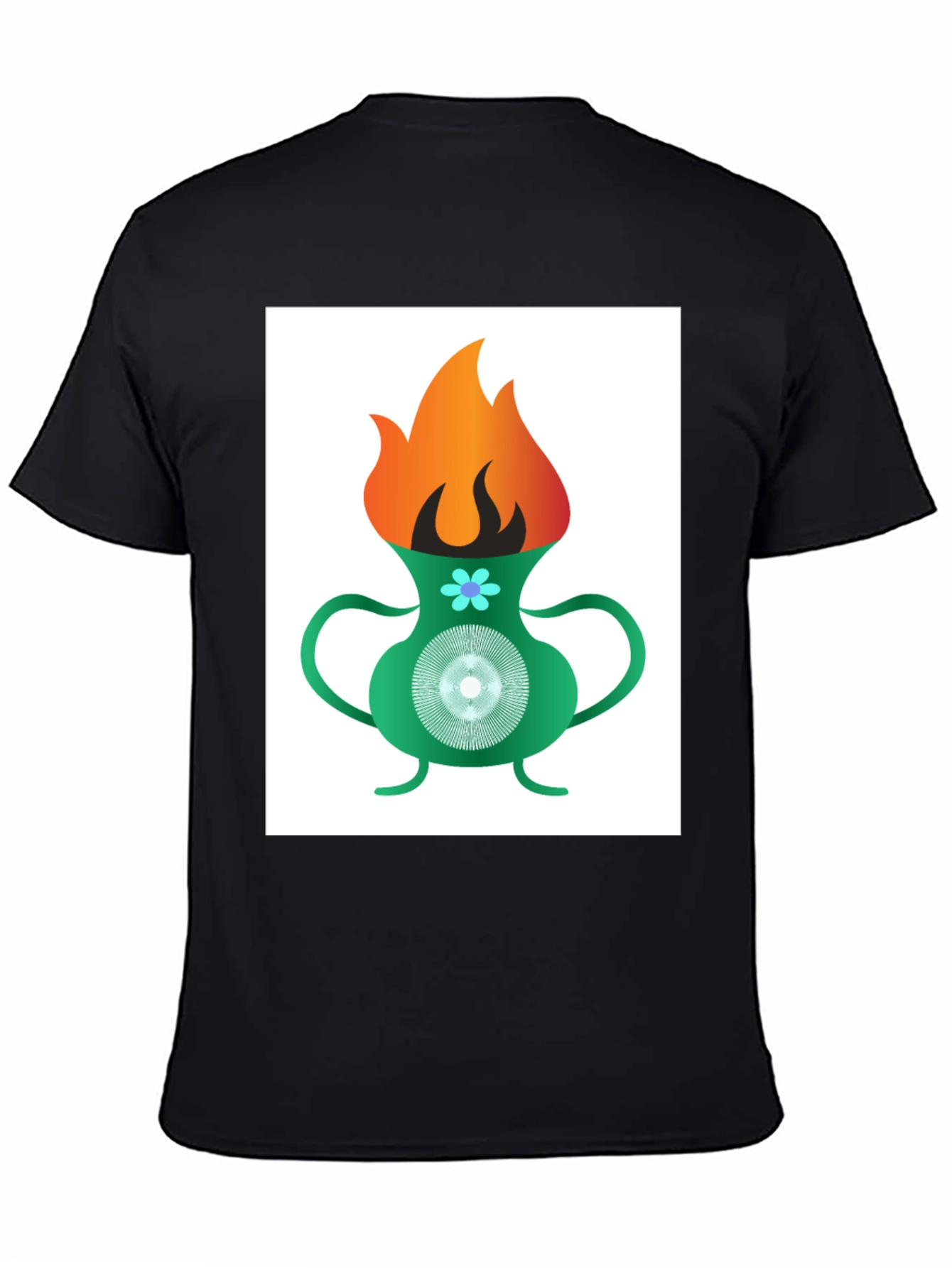 Flame Vase Graphic Tee - Black Cotton T-Shirt