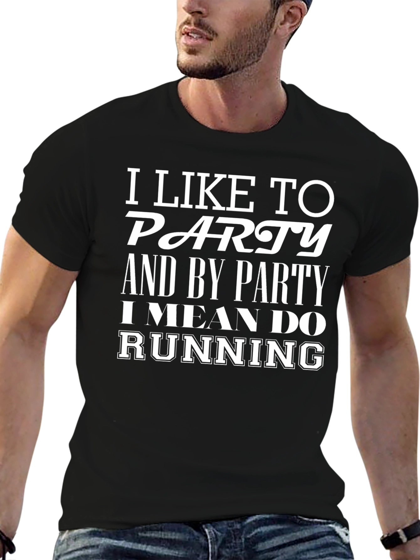 Funny Running T-Shirt: I Like To Party