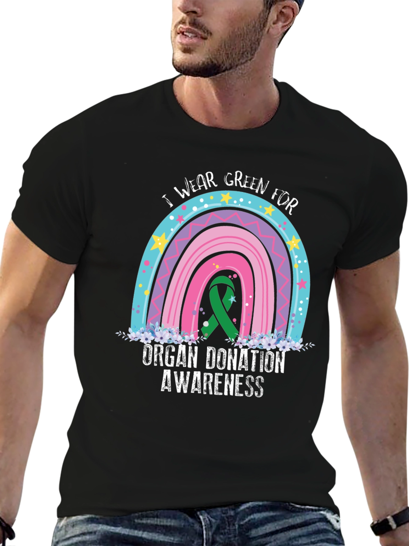 Organ Donation Awareness T-Shirt - Rainbow Design