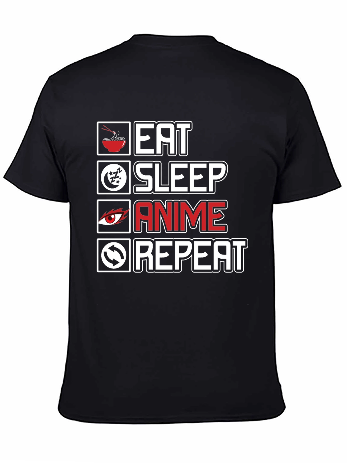 Eat Sleep Anime Repeat Graphic Tee