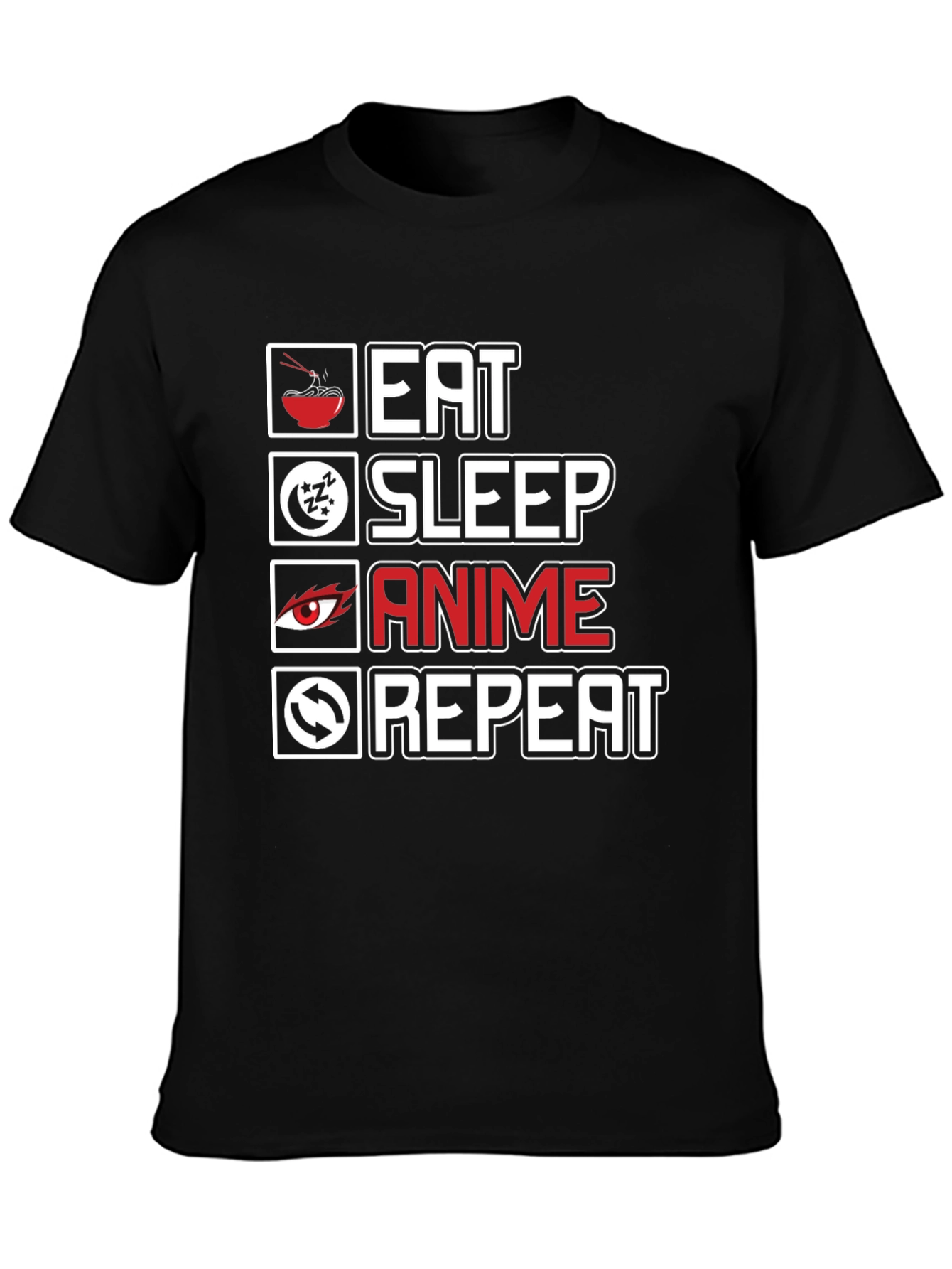Eat Sleep Anime Repeat Graphic Tee