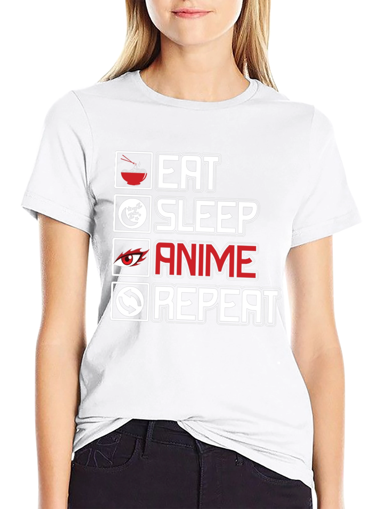 Eat Sleep Anime Repeat Graphic Tee