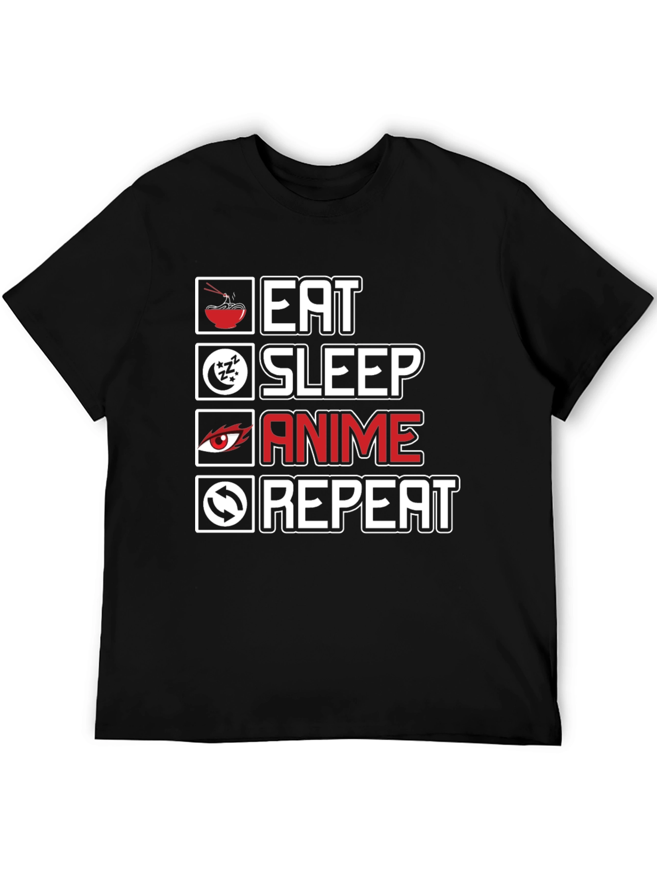 Eat Sleep Anime Repeat Graphic Tee