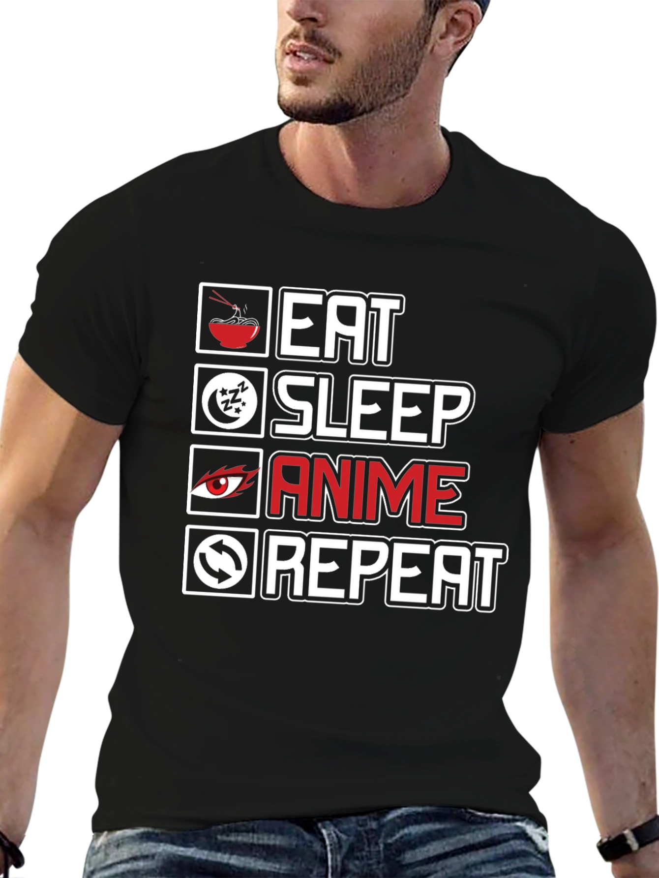 Eat Sleep Anime Repeat Graphic Tee