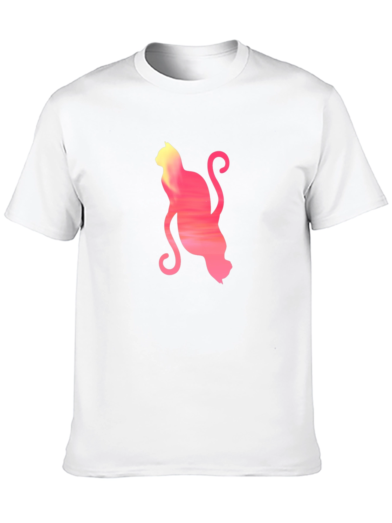 Sunset Cat Graphic Tee - Soft Black Cotton T-Shirt