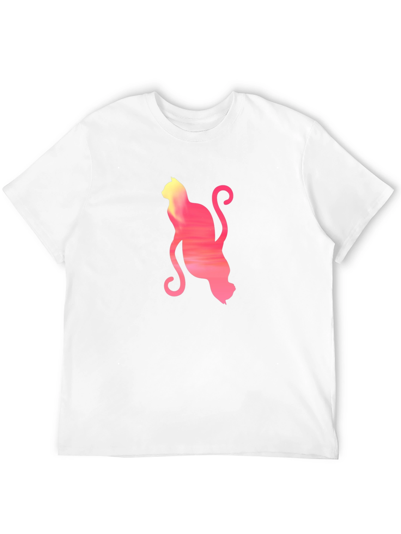 Sunset Cat Graphic Tee - Soft Black Cotton T-Shirt