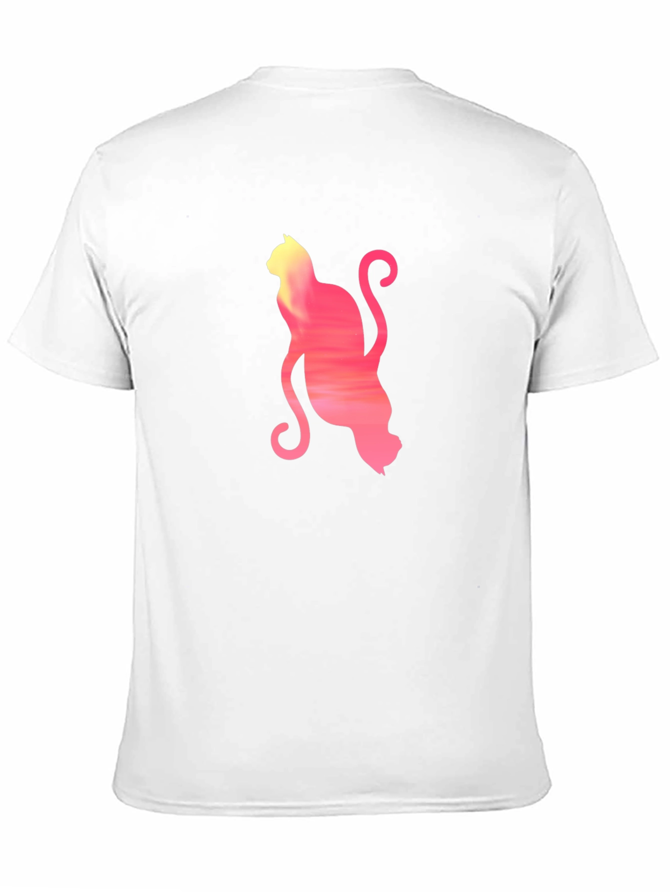 Sunset Cat Graphic Tee - Soft Black Cotton T-Shirt