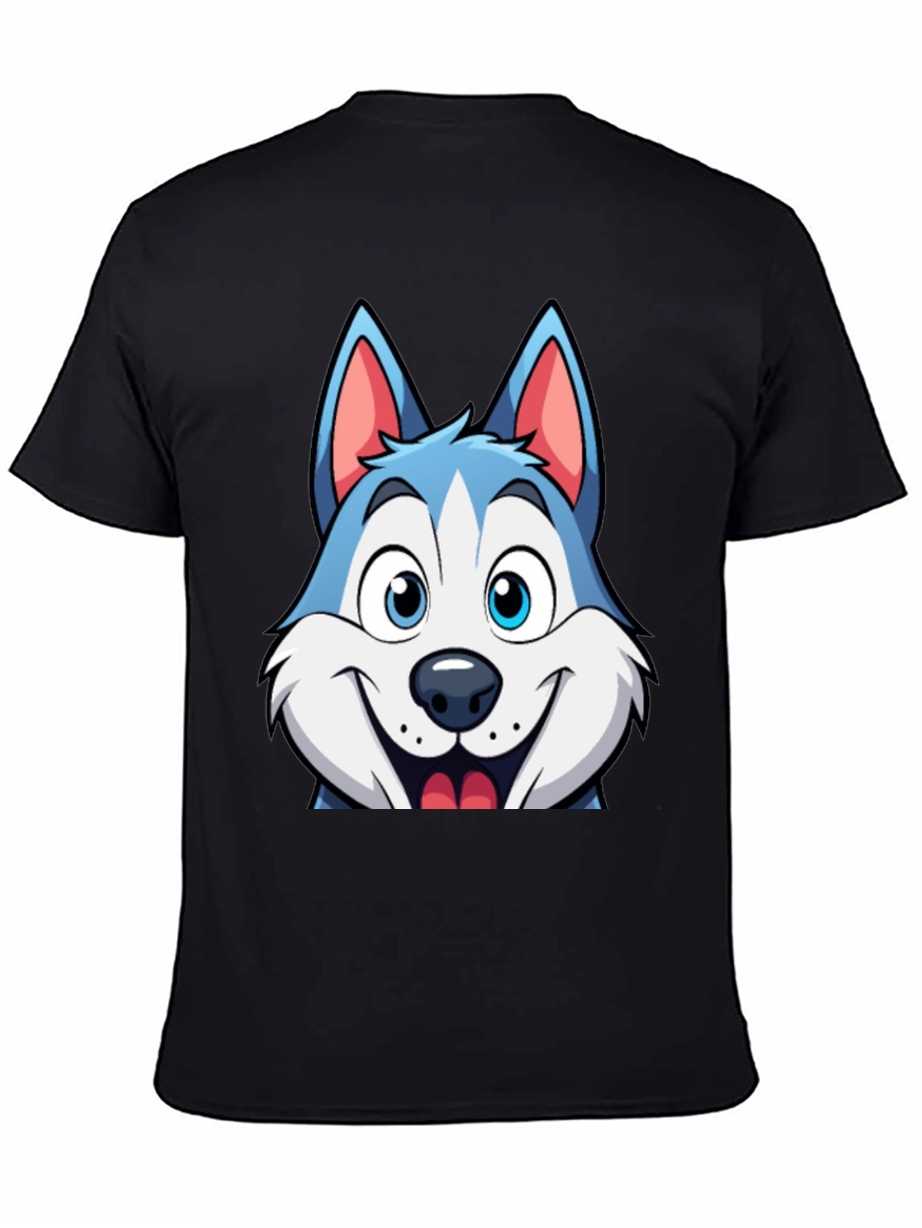 Cartoon Husky Graphic Tee - Soft Cotton Blend