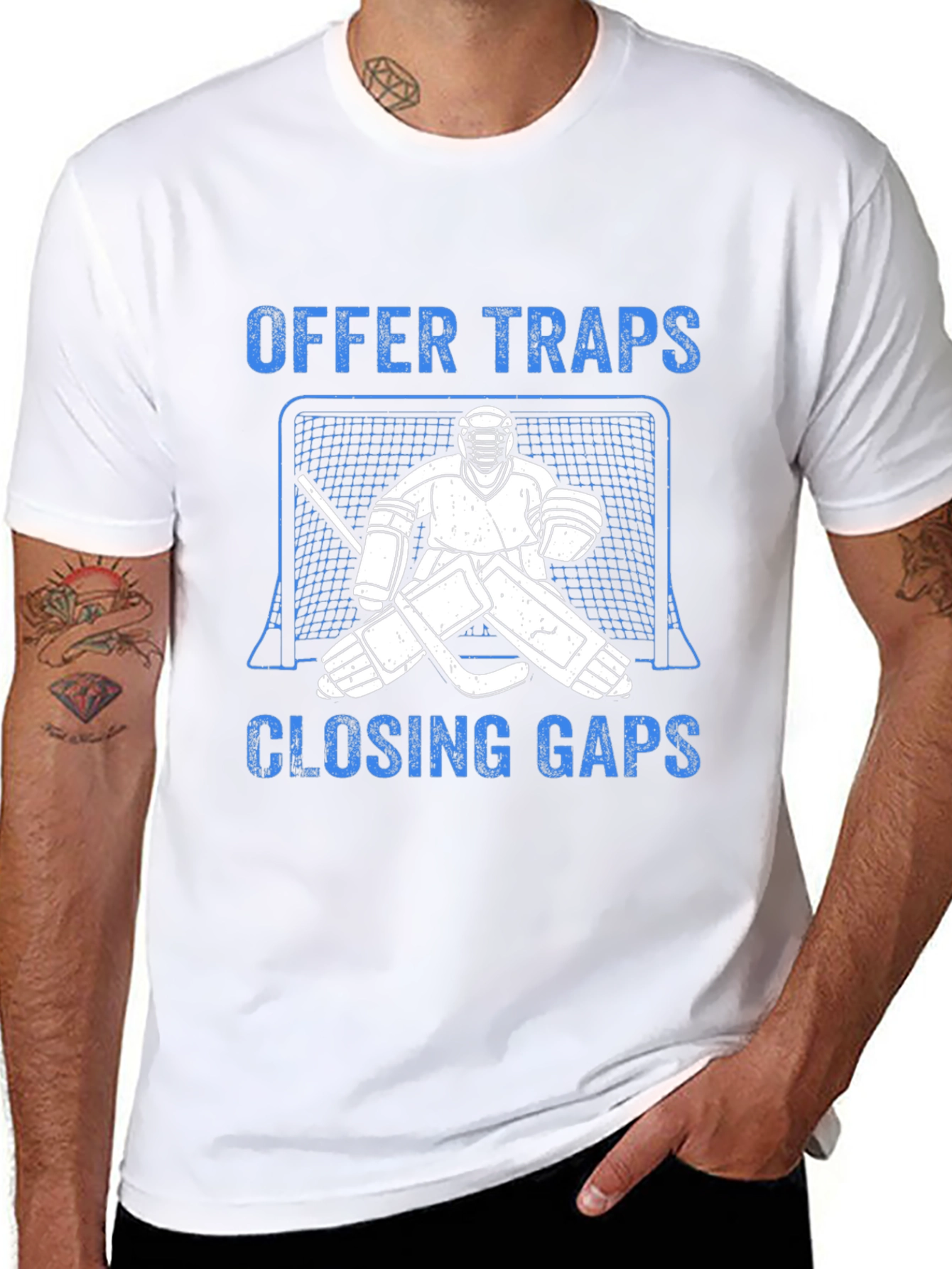 Hockey Goalie Graphic Tee - Offer Traps Closing Gaps