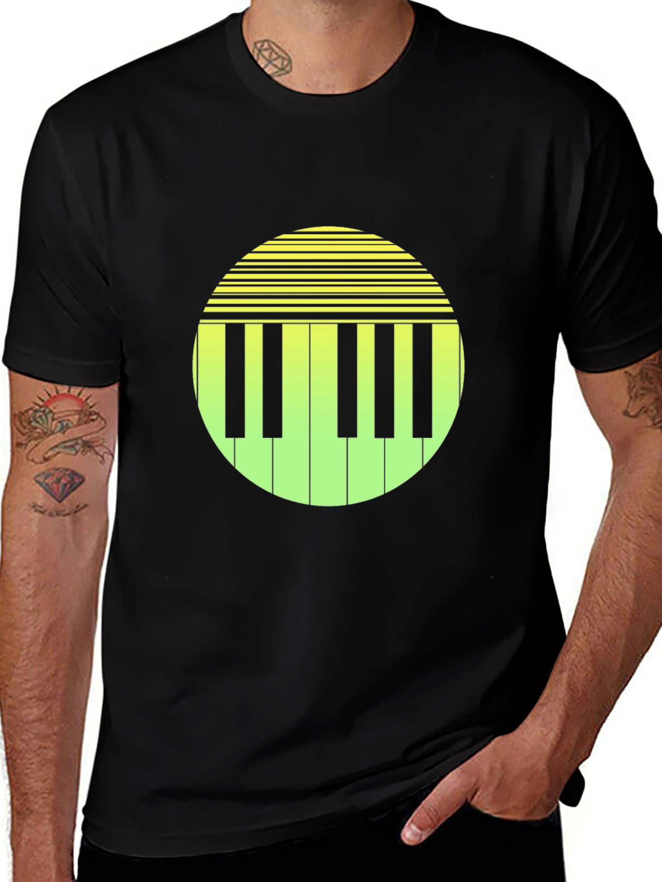 Piano Key Graphic Tee - Retro Style