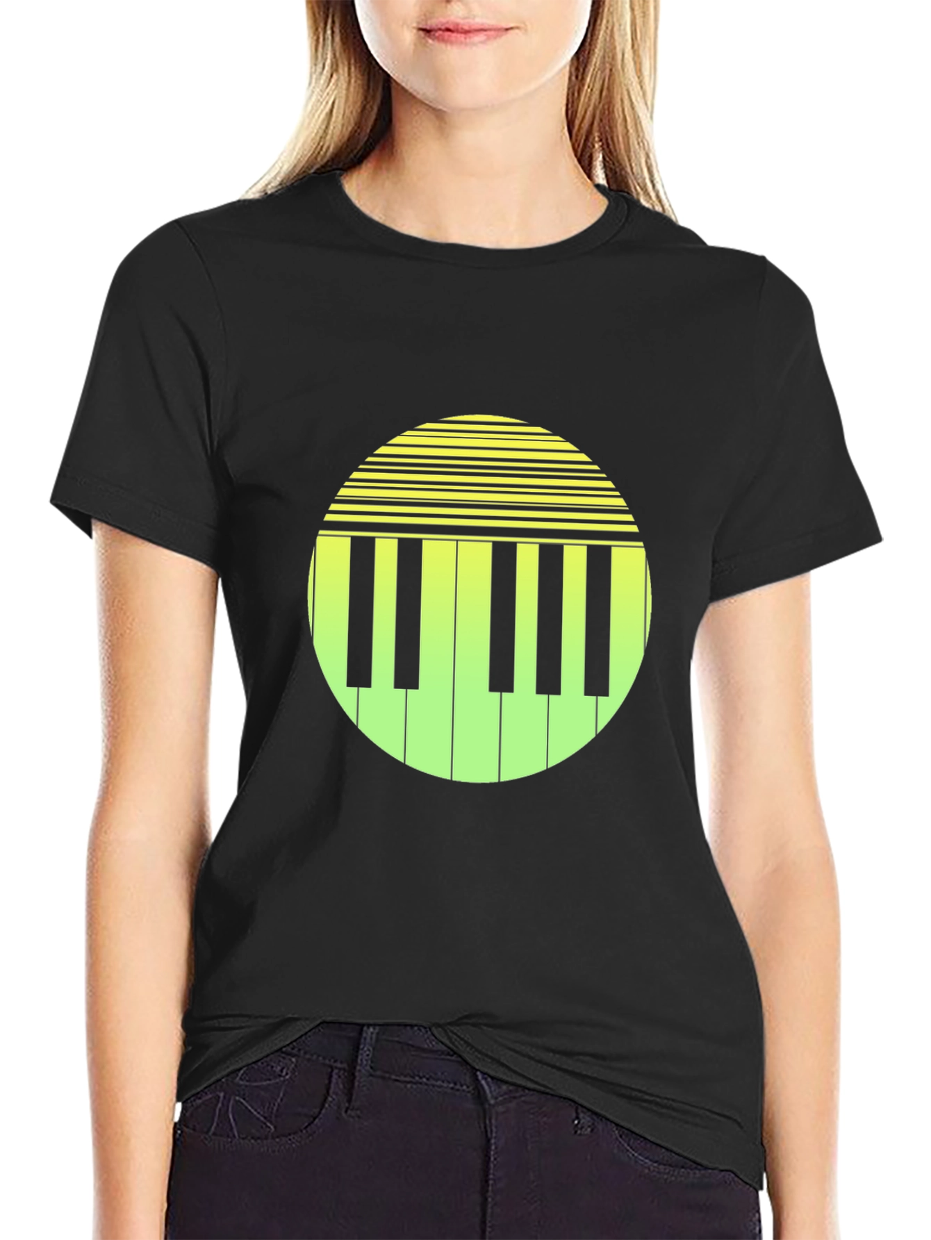 Piano Key Graphic Tee - Retro Style
