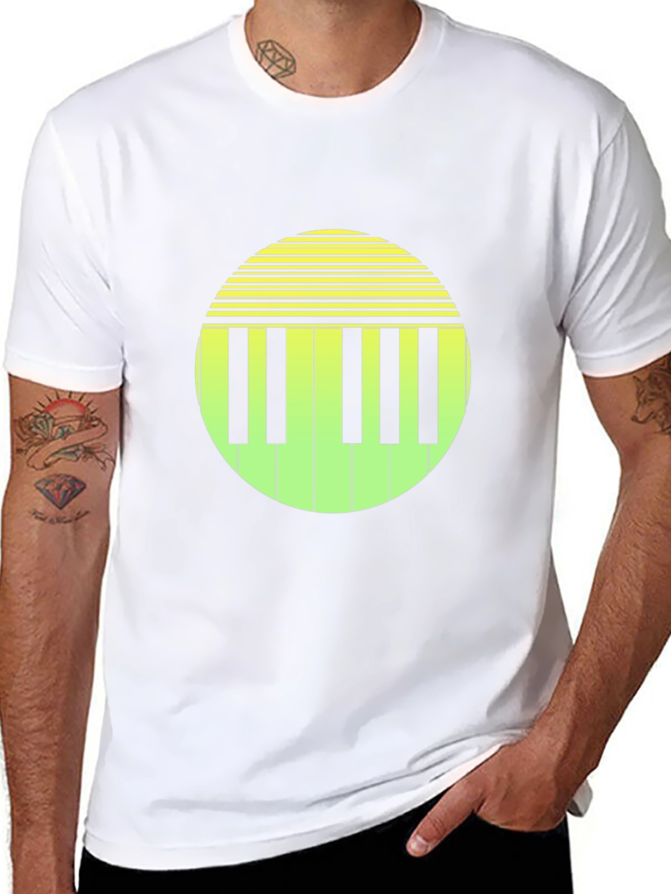 Piano Key Graphic Tee - Retro Style