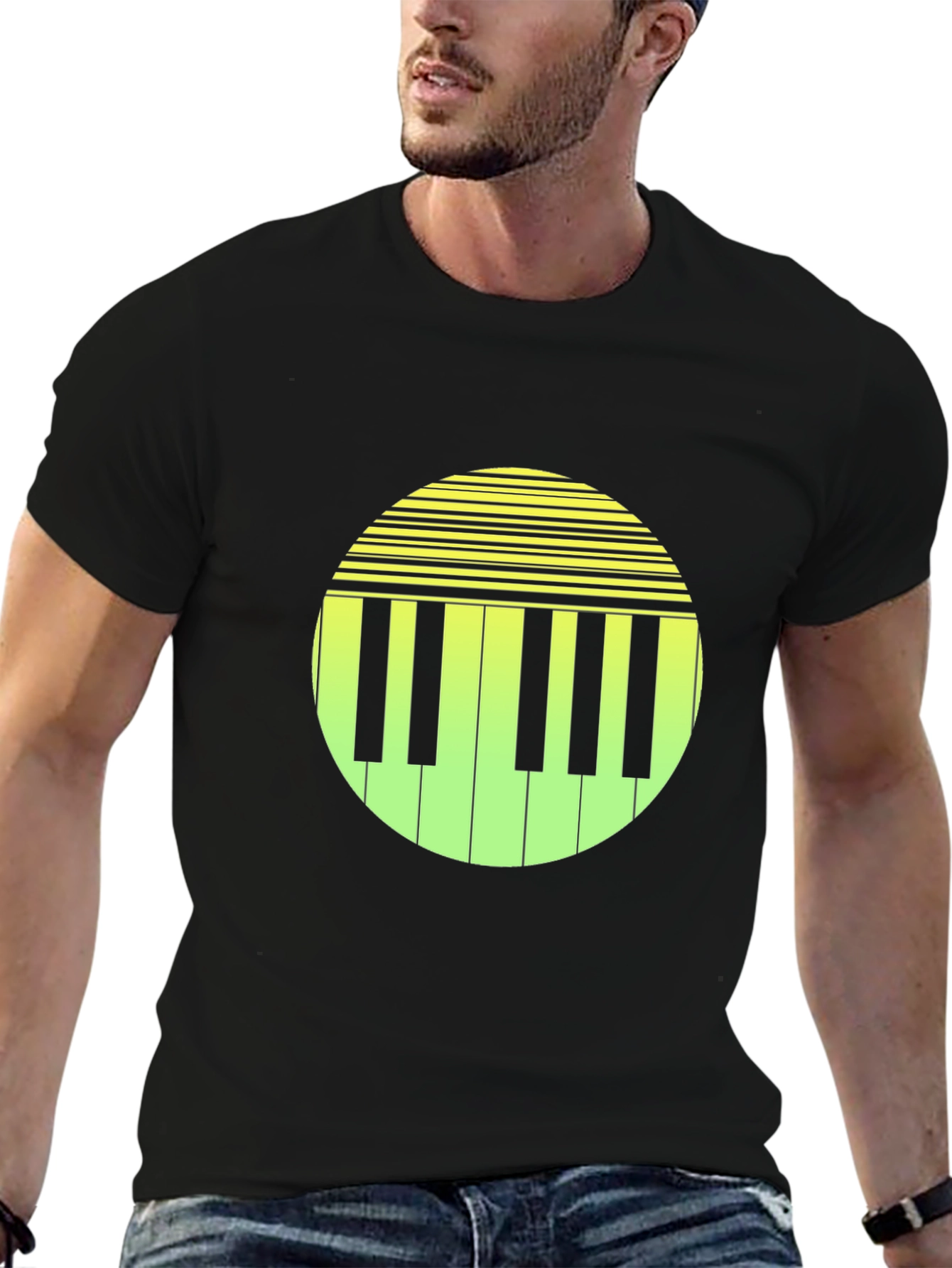 Piano Key Graphic Tee - Retro Style