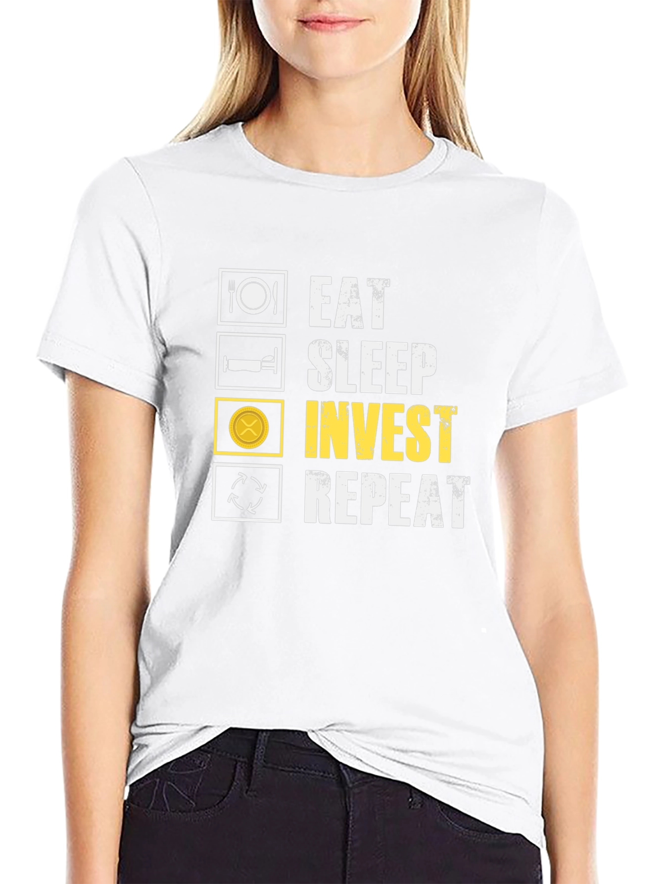 Eat Sleep Invest Repeat Black T-Shirt