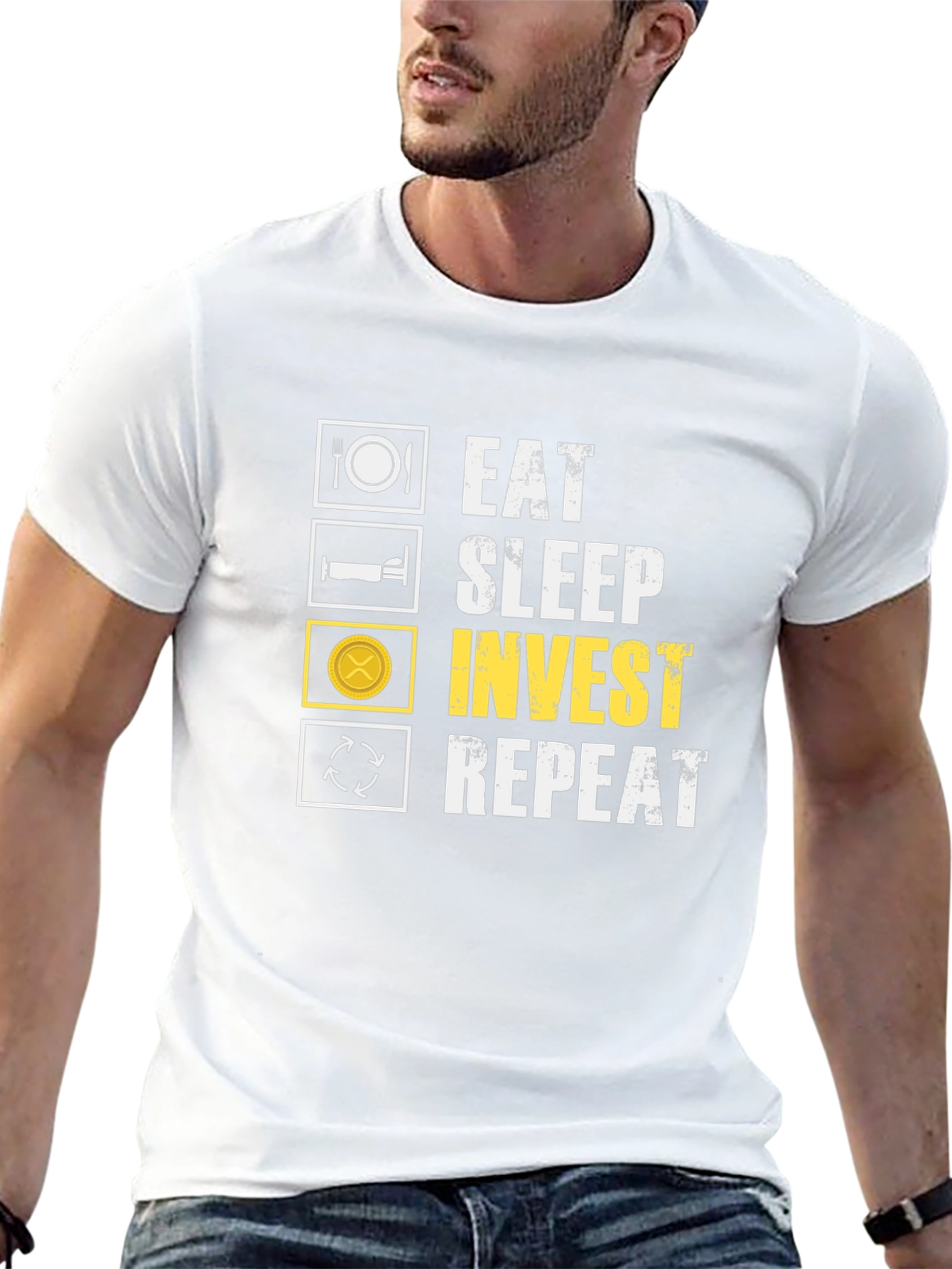 Eat Sleep Invest Repeat Black T-Shirt