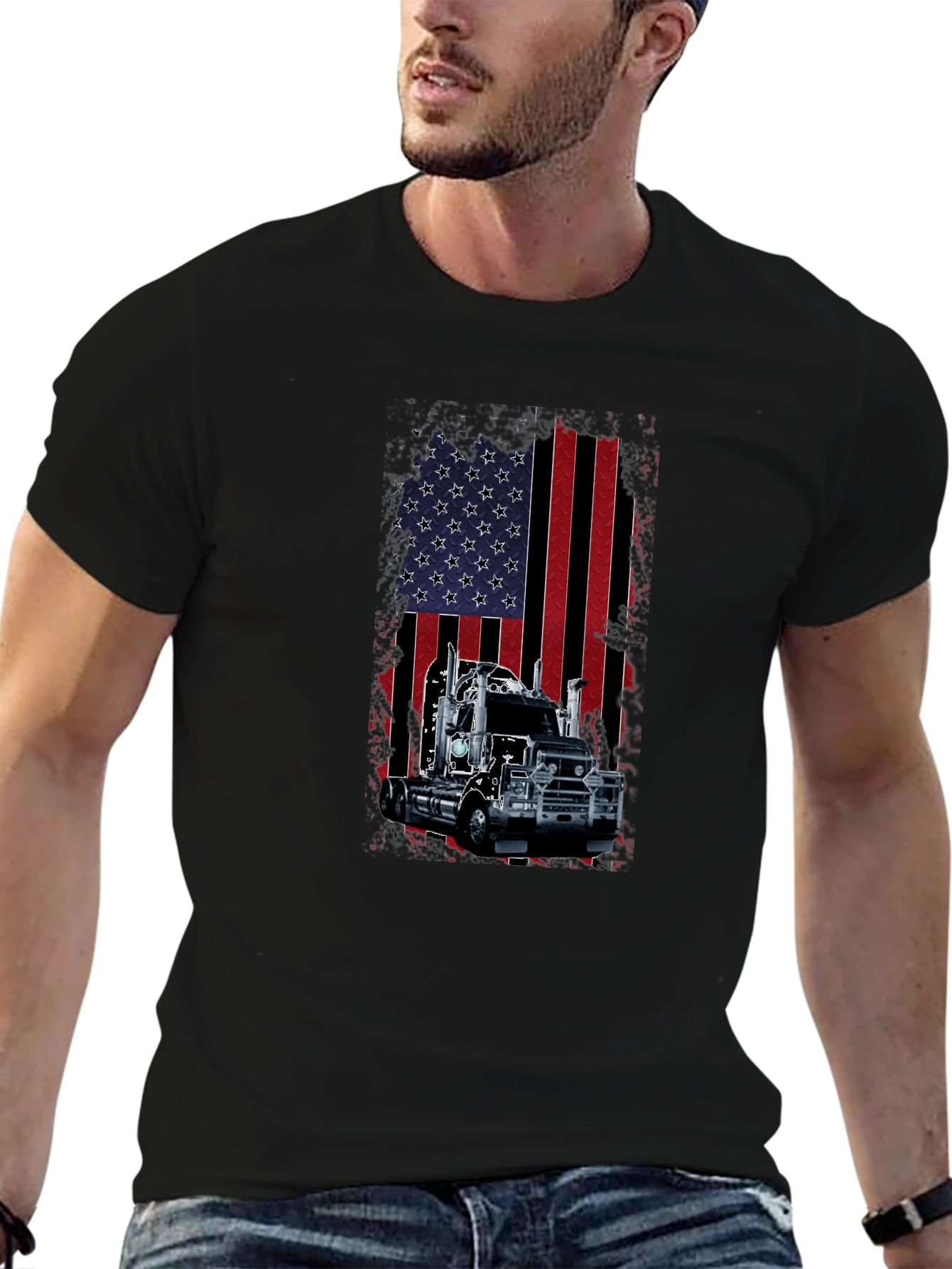 American Trucker Flag Graphic T-Shirt