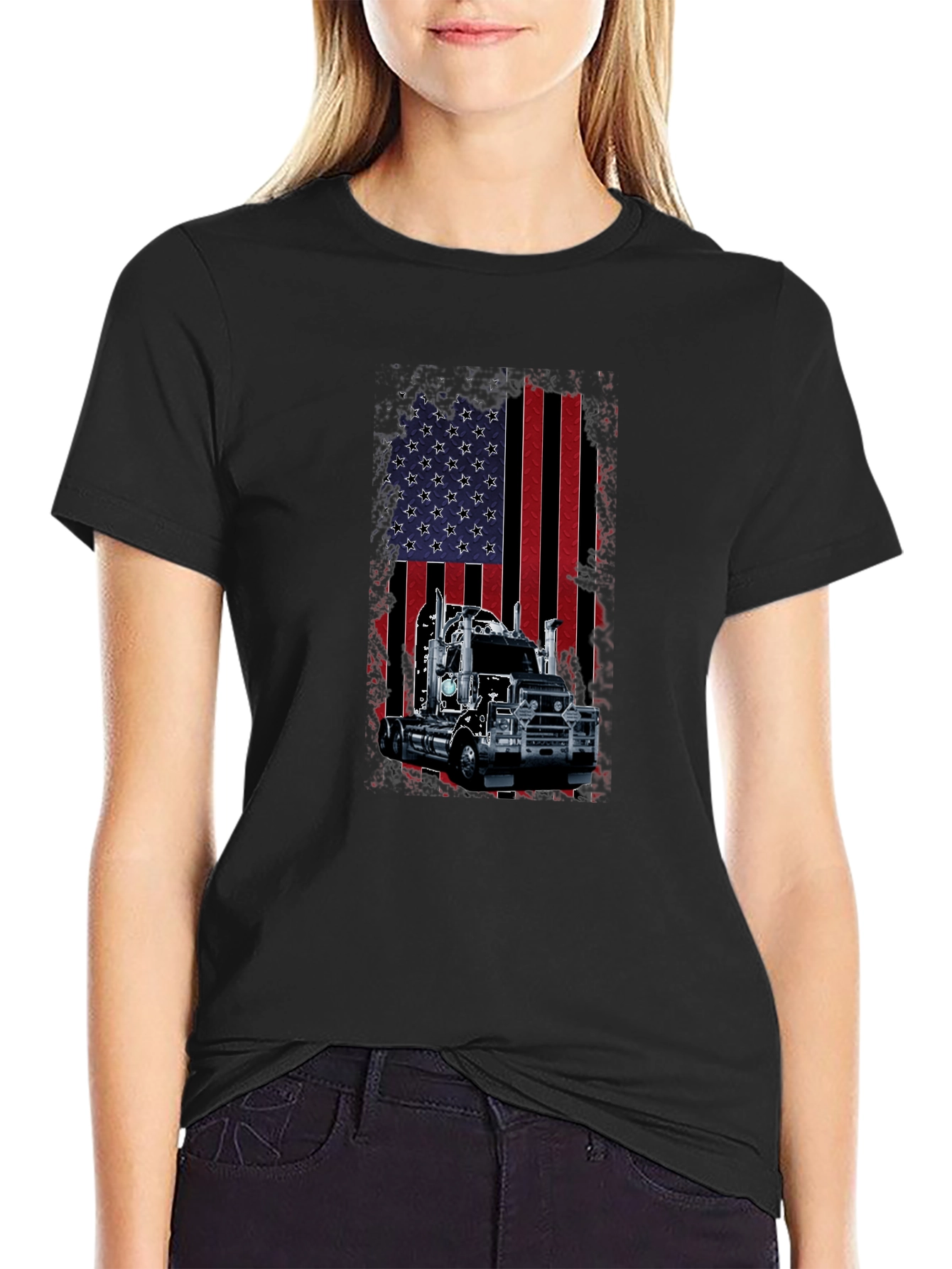 American Trucker Flag Graphic T-Shirt