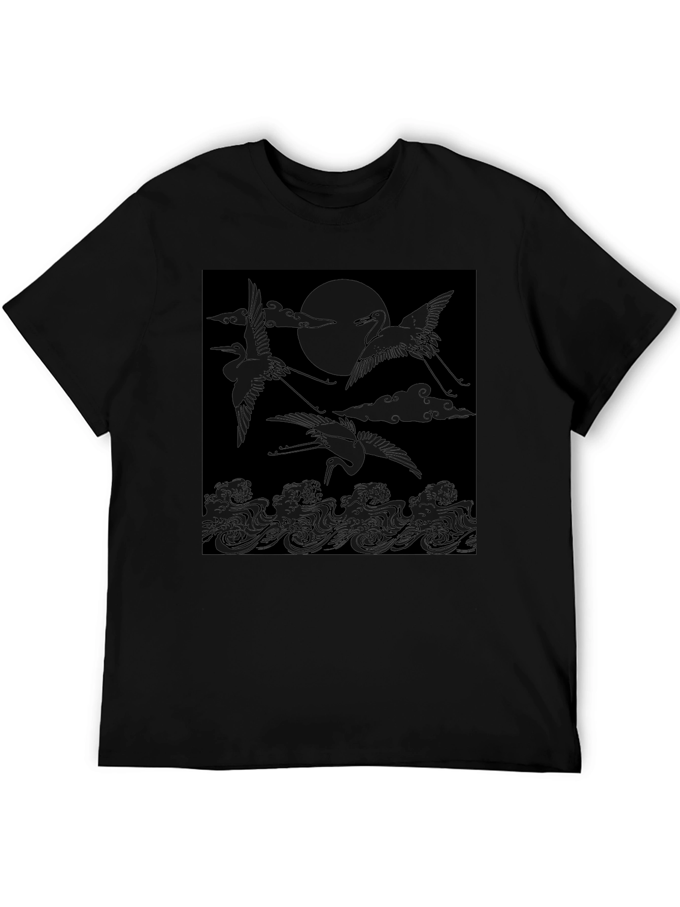 Crane & Moon Graphic Tee - Black
