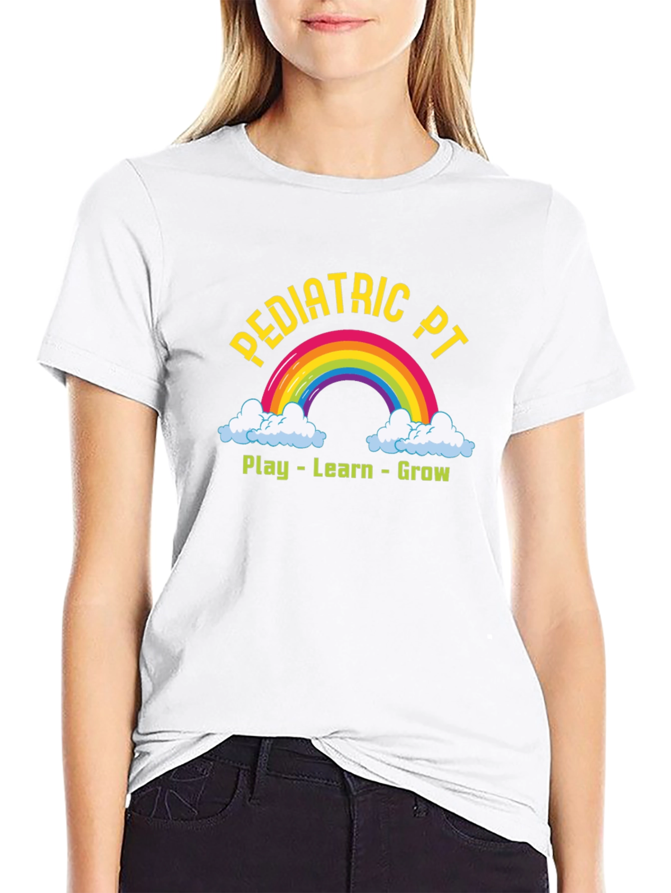 Pediatric PT Rainbow T-Shirt - Play Learn Grow