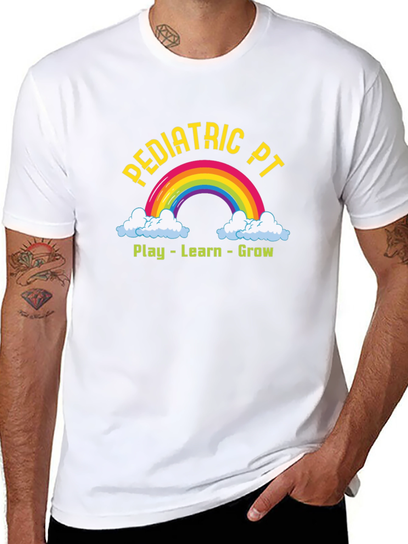 Pediatric PT Rainbow T-Shirt - Play Learn Grow