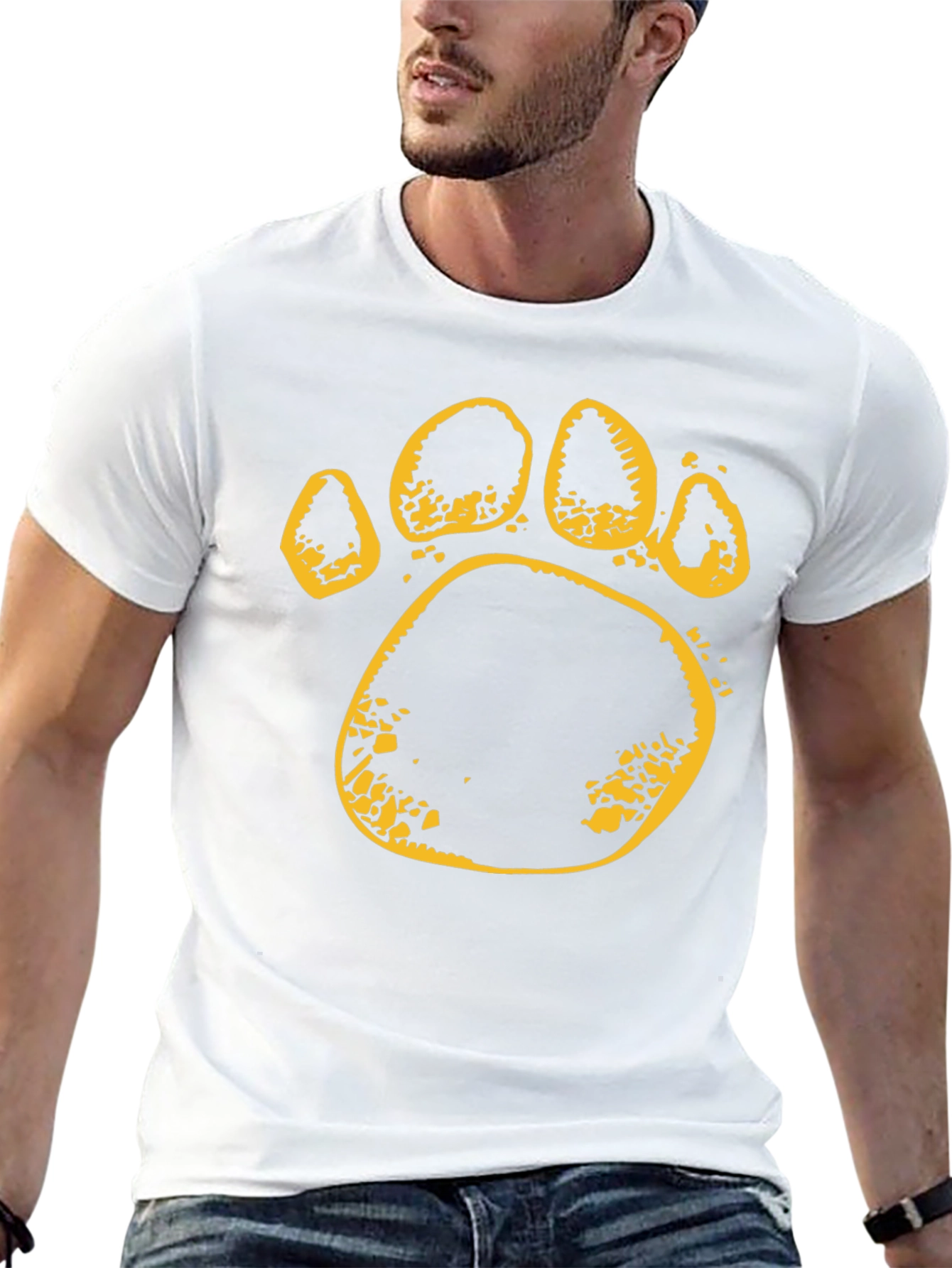 Paw Print T-Shirt - Black Cotton Tee