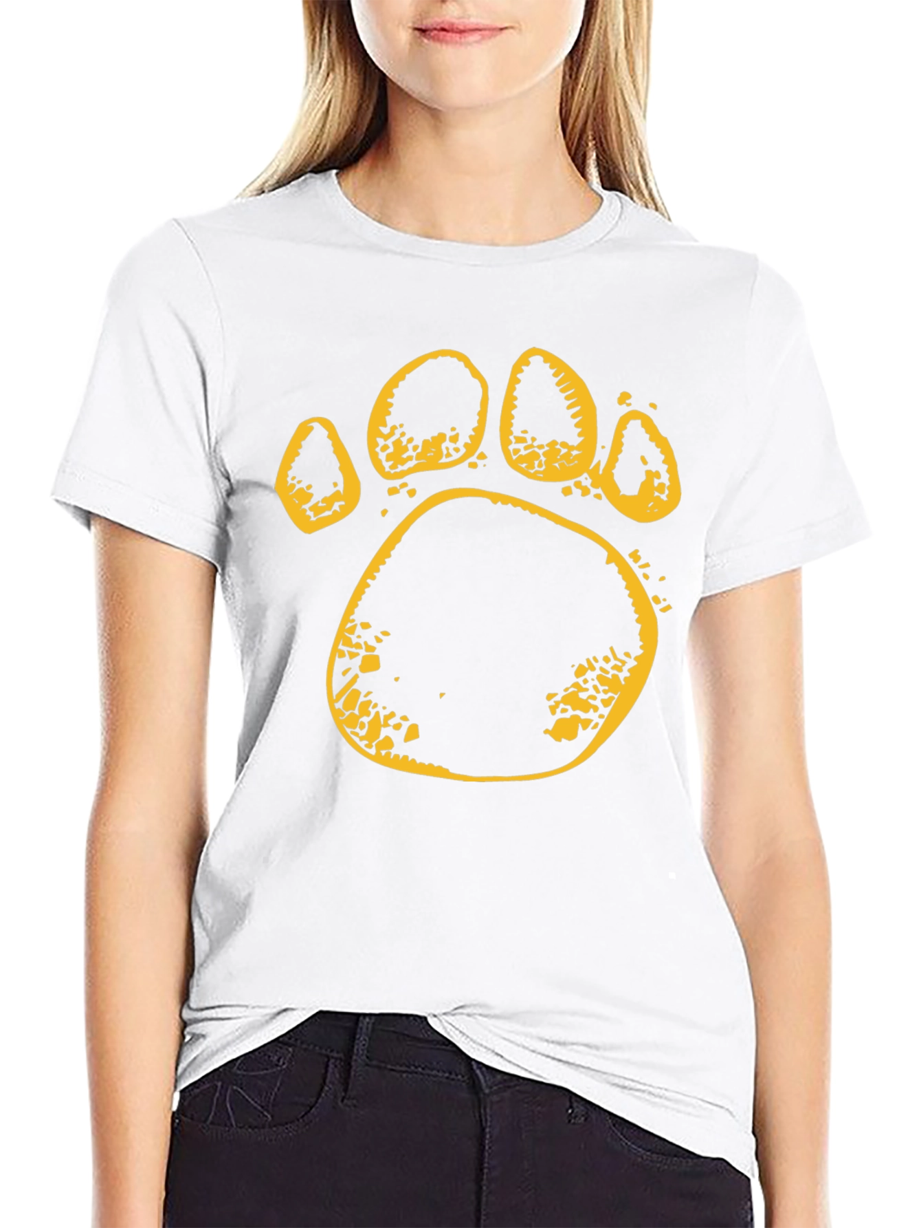 Paw Print T-Shirt - Black Cotton Tee