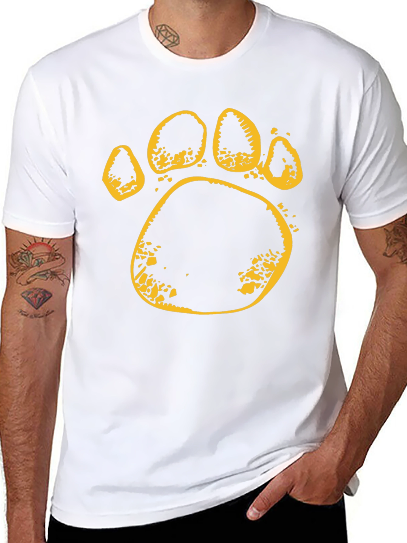Paw Print T-Shirt - Black Cotton Tee