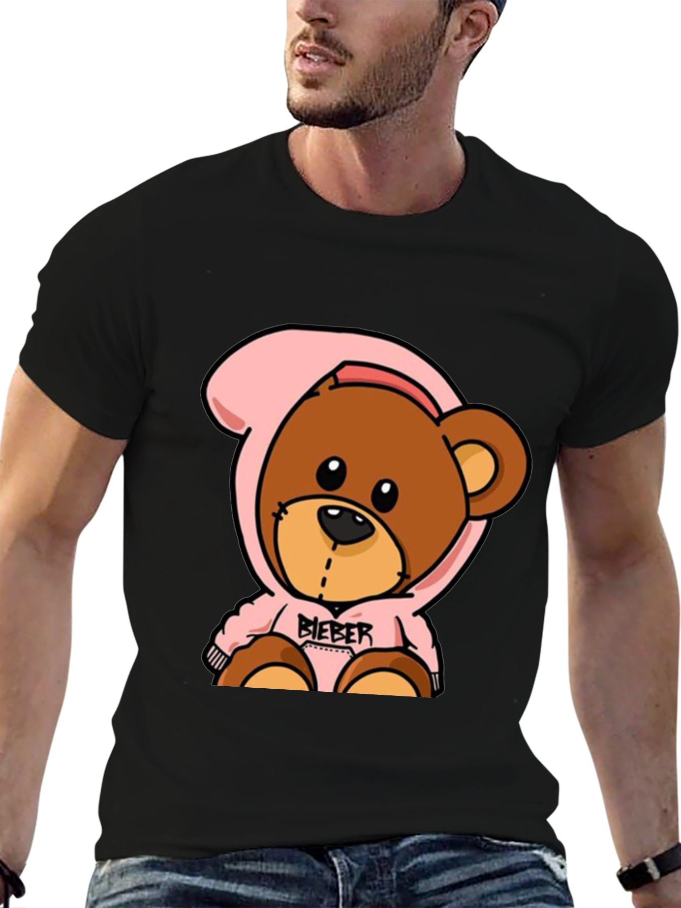 Teddy Bear Hoodie Black T-Shirt