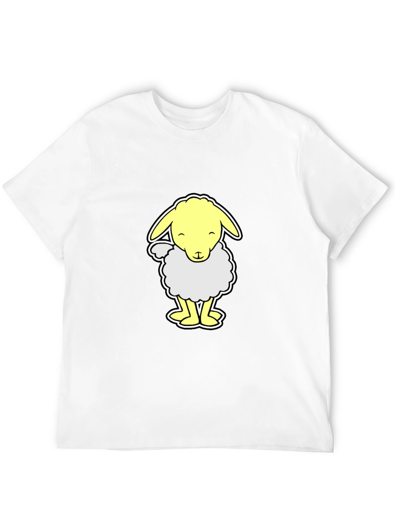 Cute Cartoon Sheep Graphic T-Shirt - Black