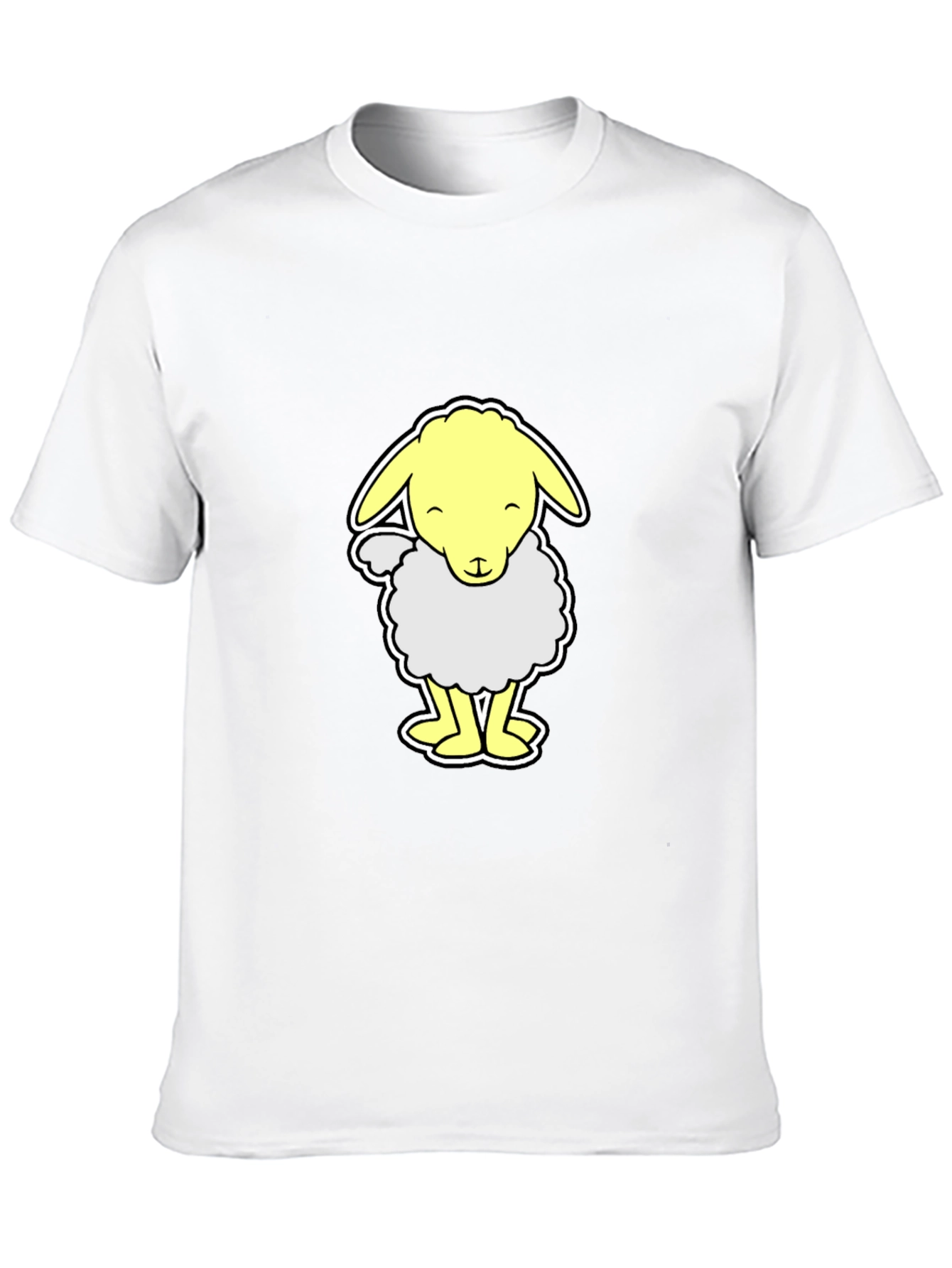 Cute Cartoon Sheep Graphic T-Shirt - Black