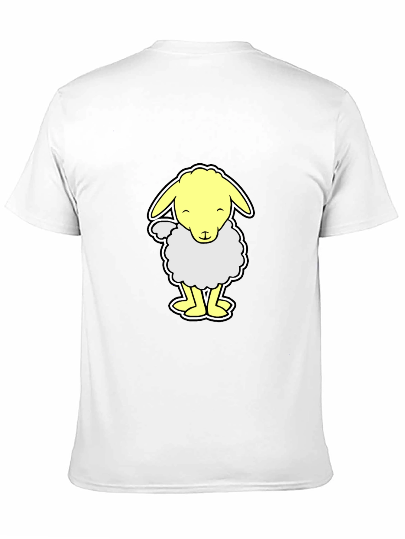 Cute Cartoon Sheep Graphic T-Shirt - Black