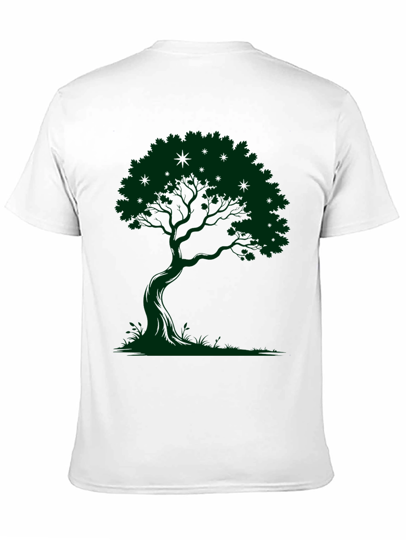 Green Tree Graphic Black T-Shirt