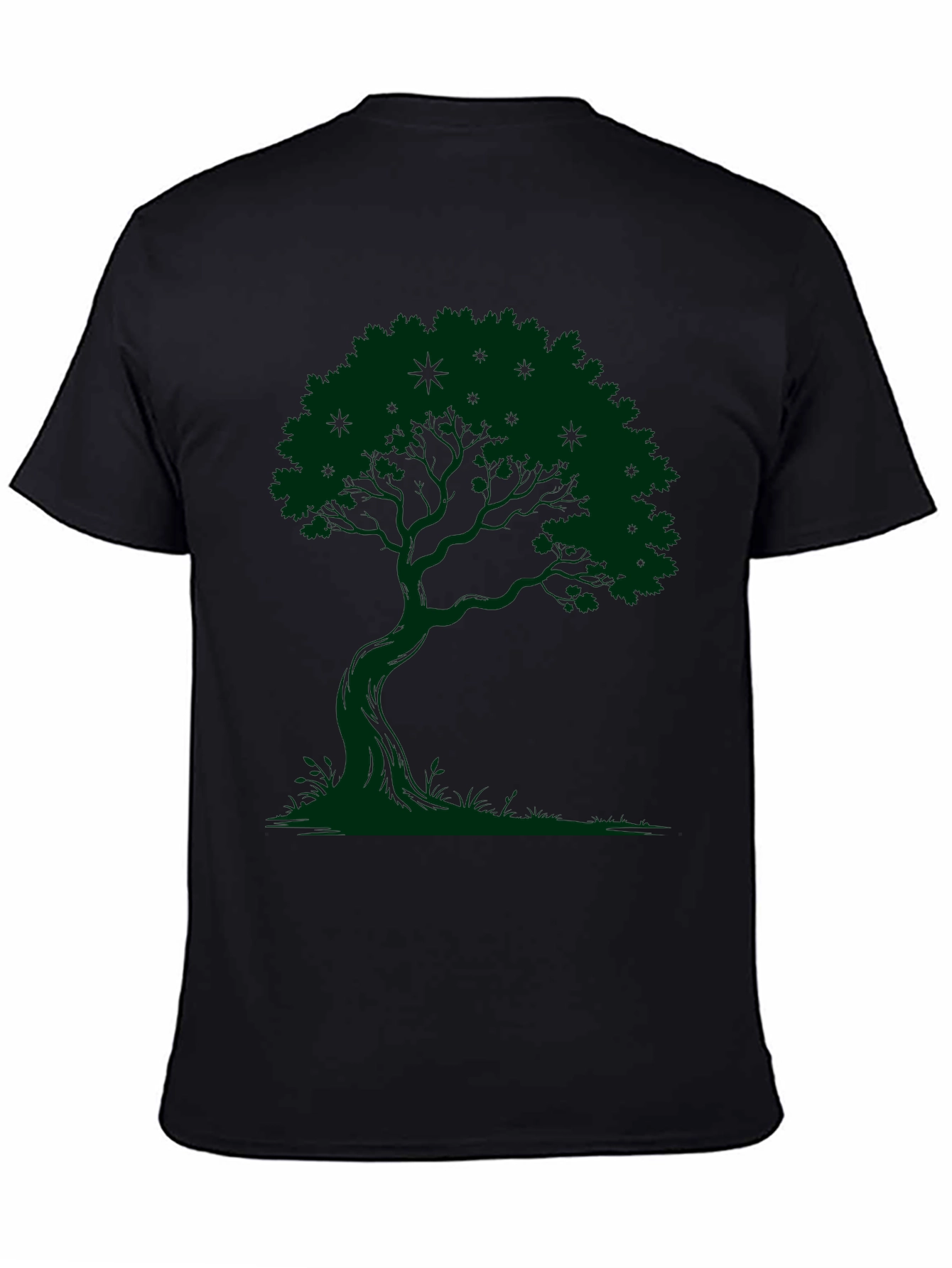 Green Tree Graphic Black T-Shirt