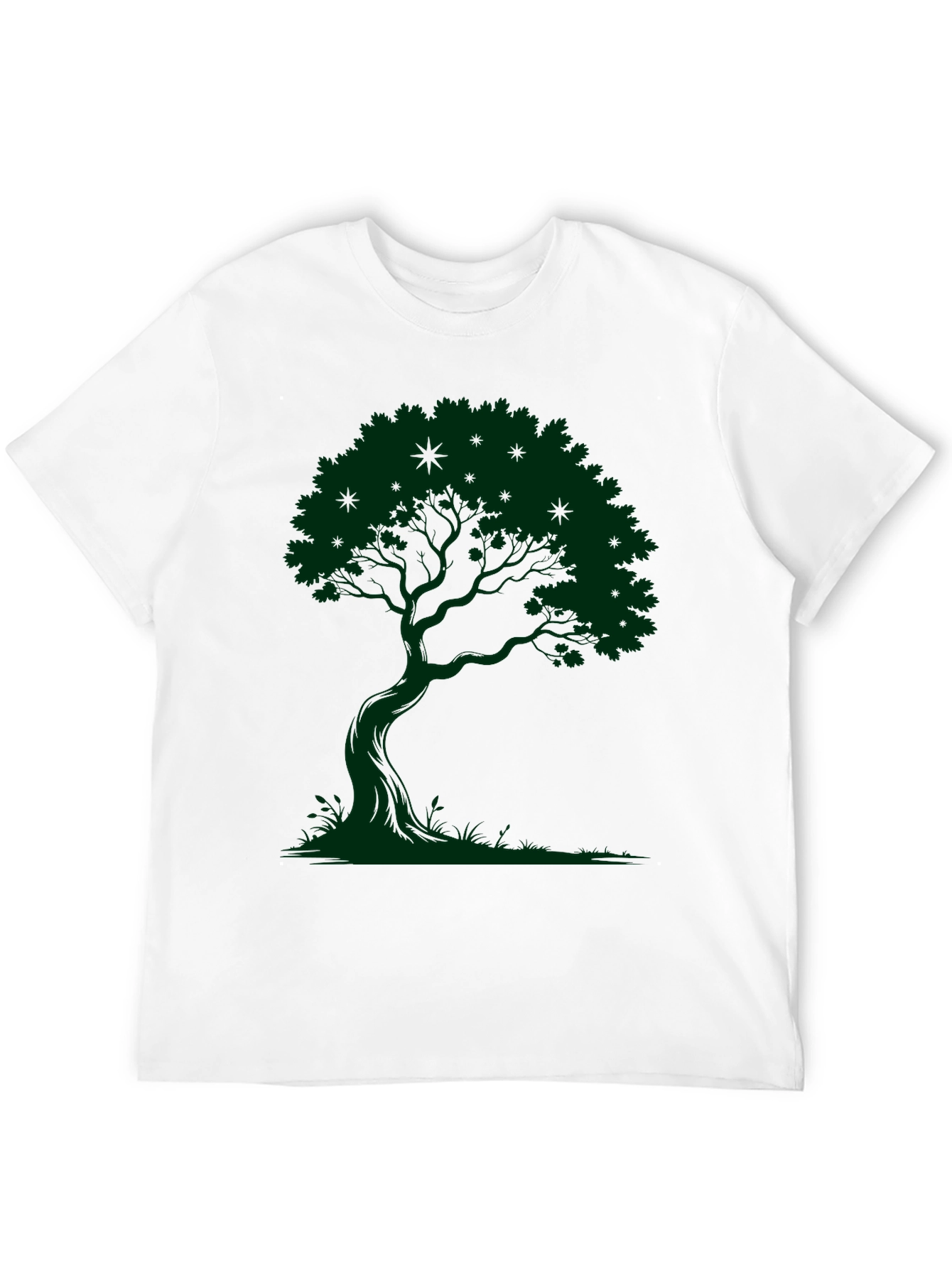 Green Tree Graphic Black T-Shirt
